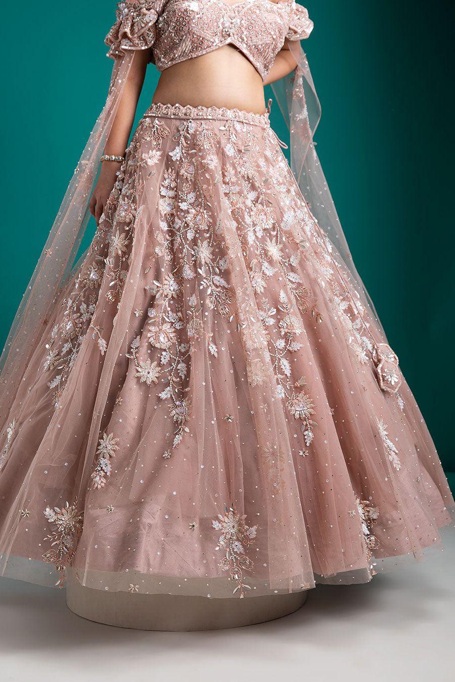 Blush Pink Embellished Lehenga Set - Mokshaa