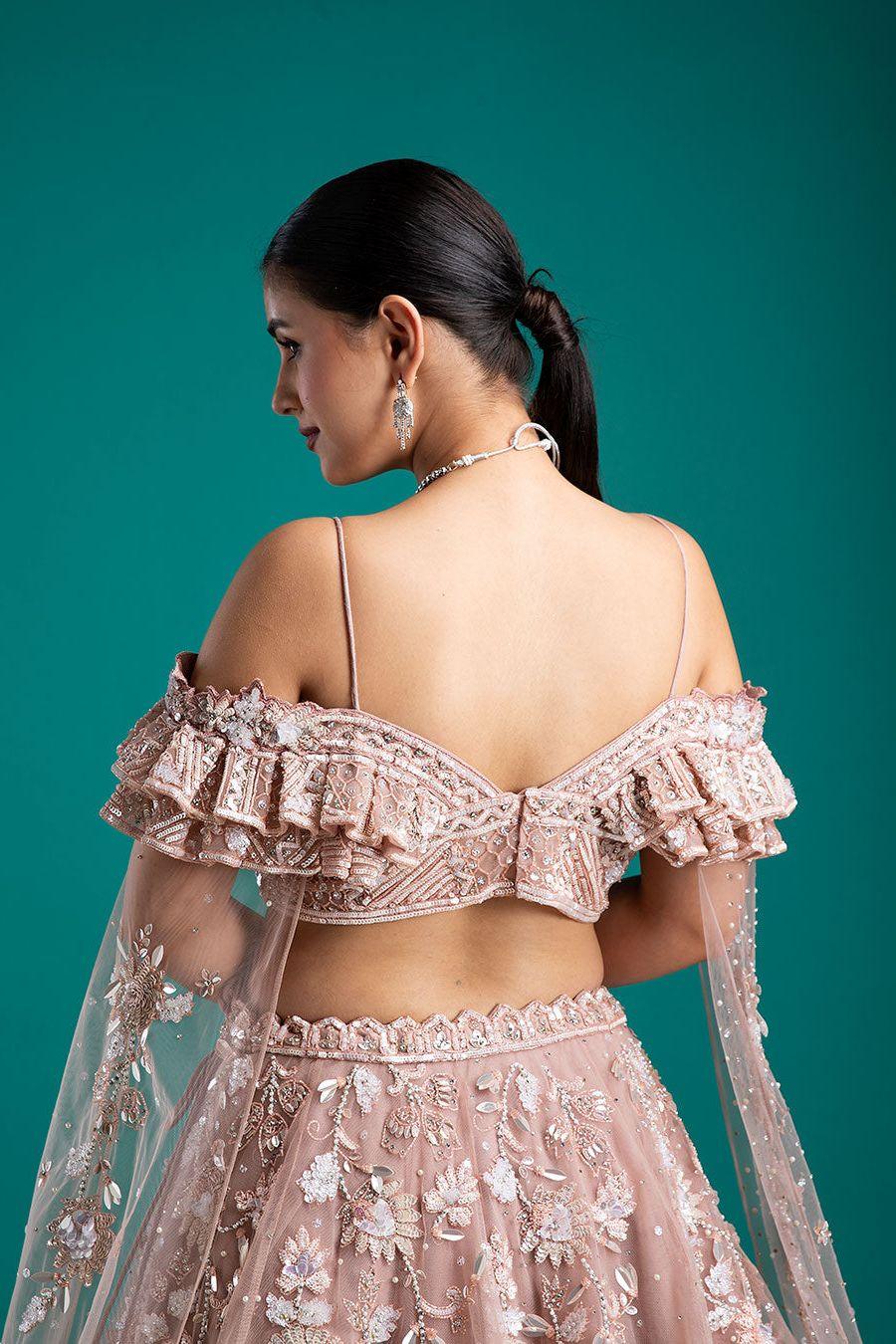 Blush Pink Embellished Lehenga Set - Mokshaa