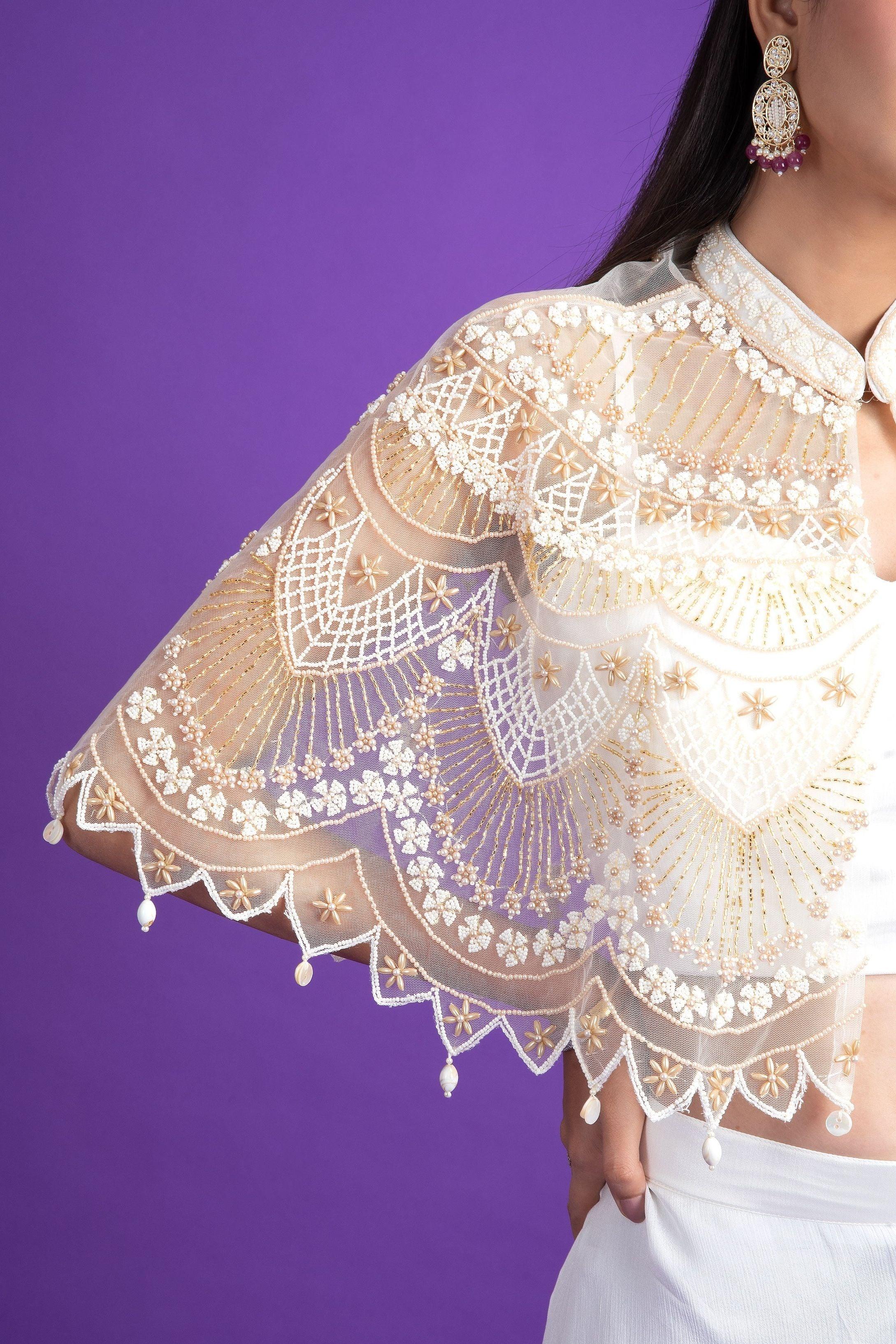 Off white palazzo with cape - Mokshaa