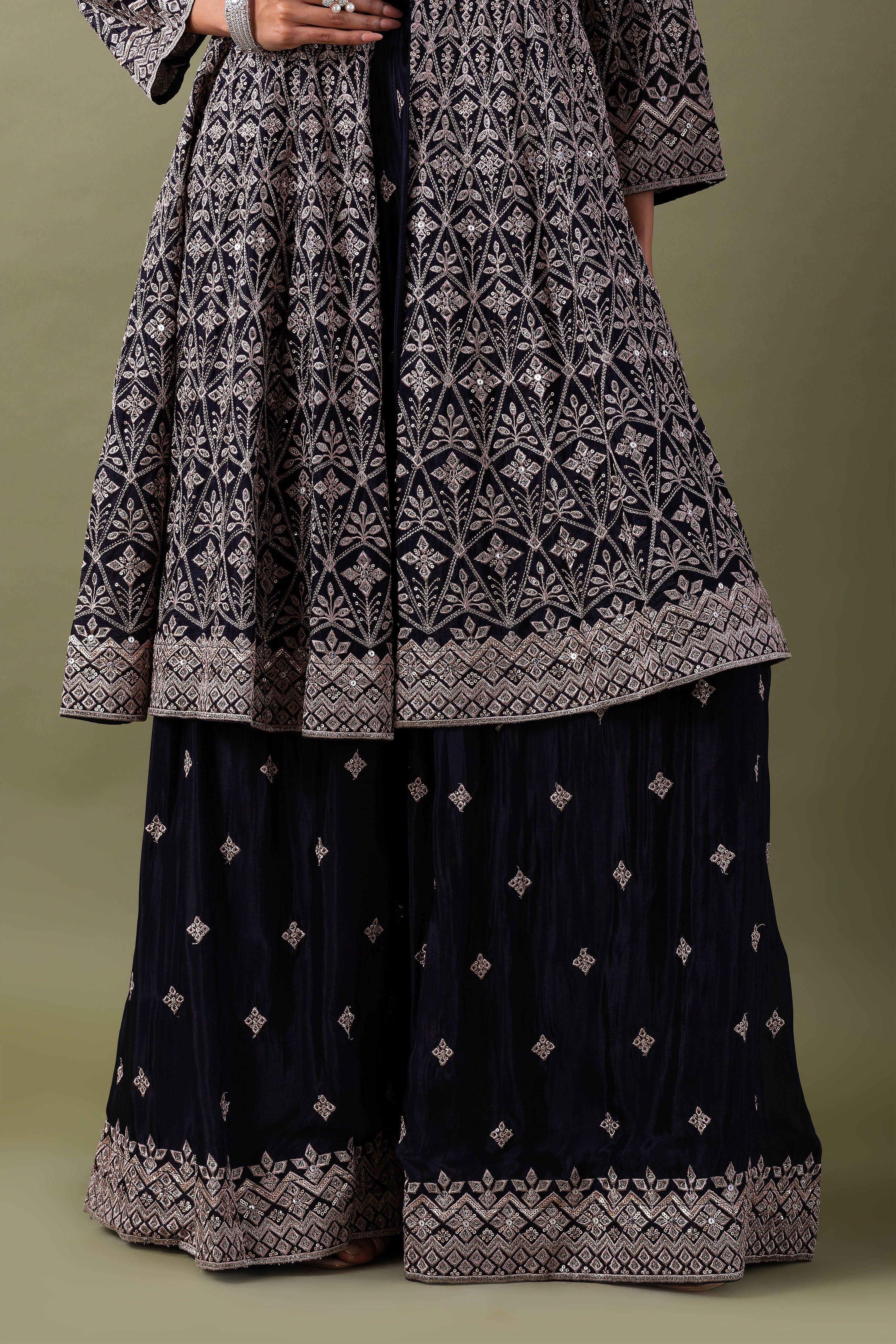 Deep Blue Anarkali Set - Mokshaa