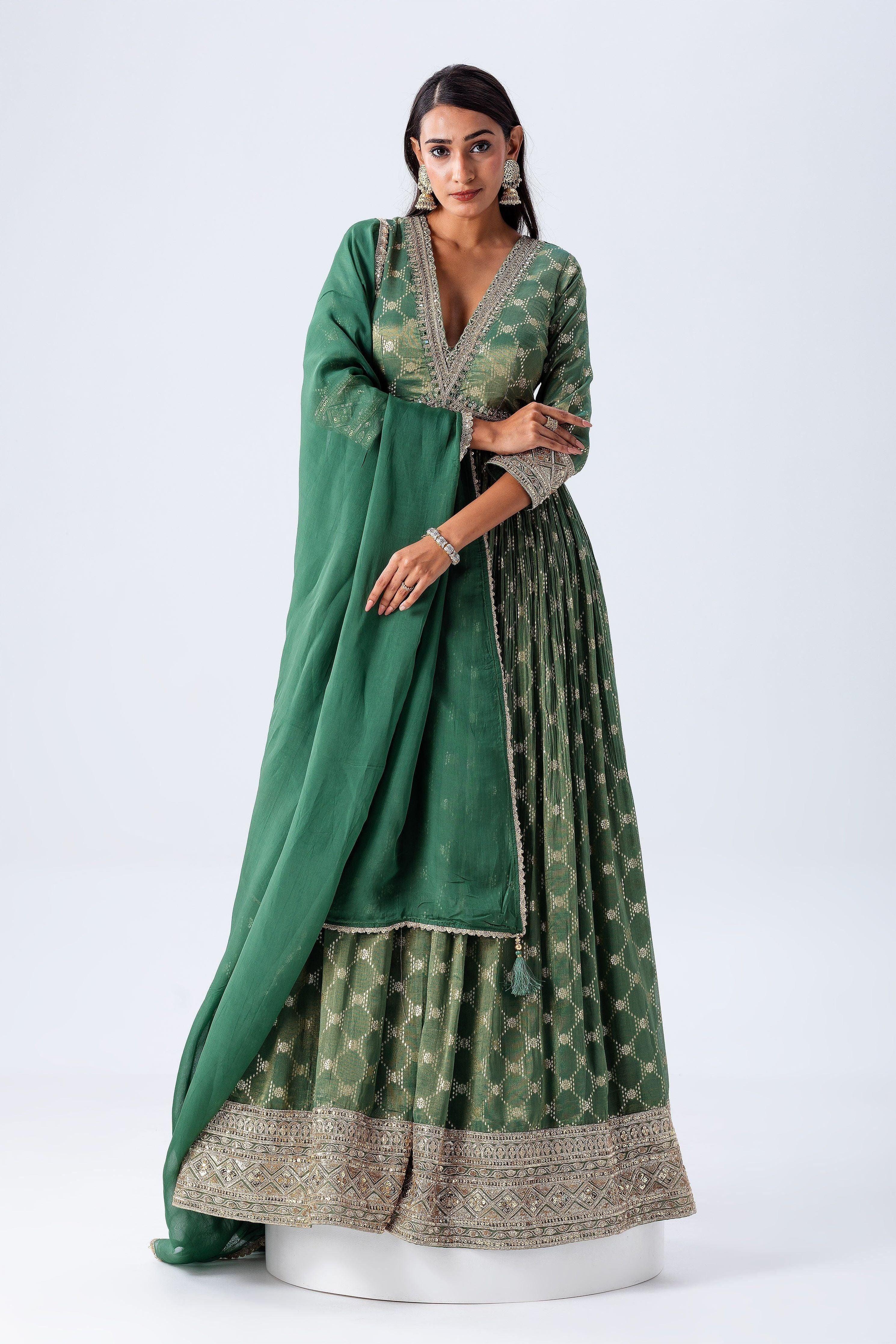 Sage Green Anarkali Set - Mokshaa