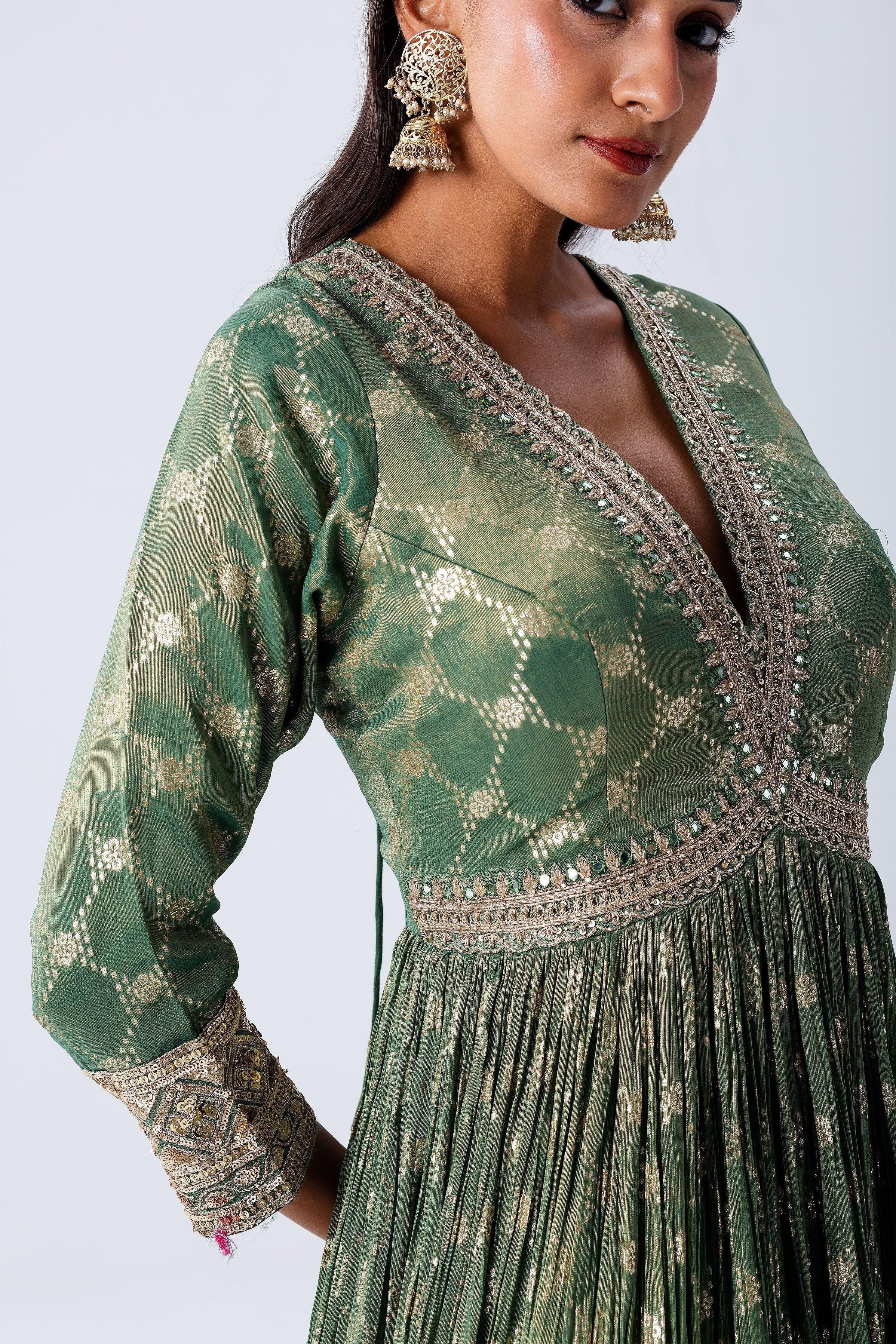 Sage Green Anarkali Set - Mokshaa