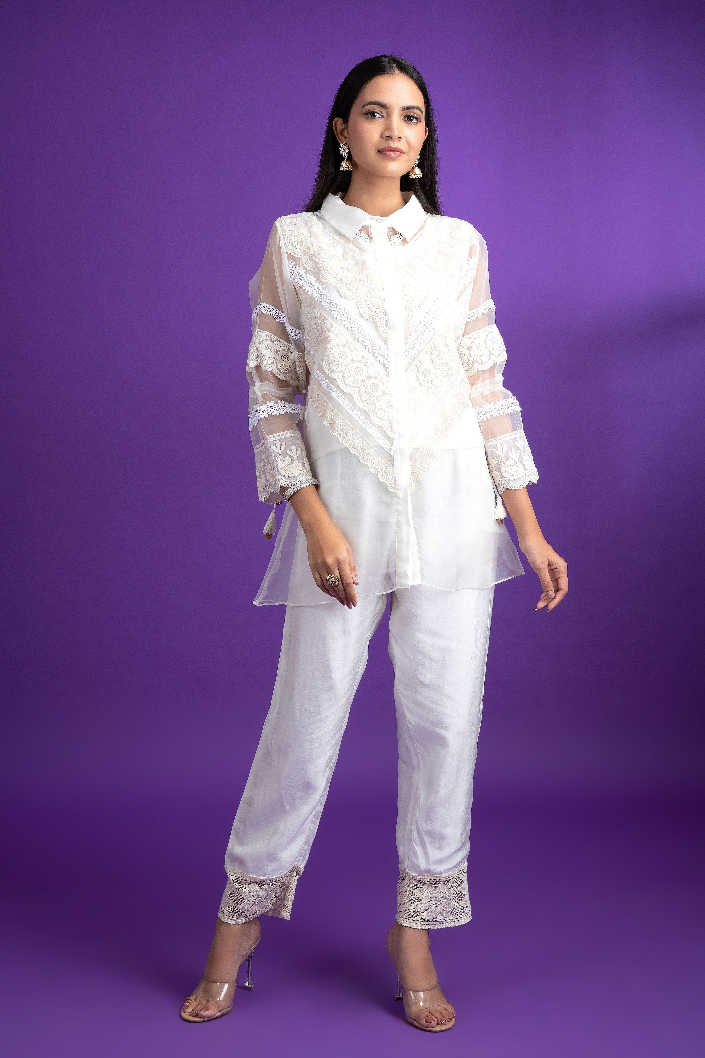 White organza co-Ord set - Mokshaa