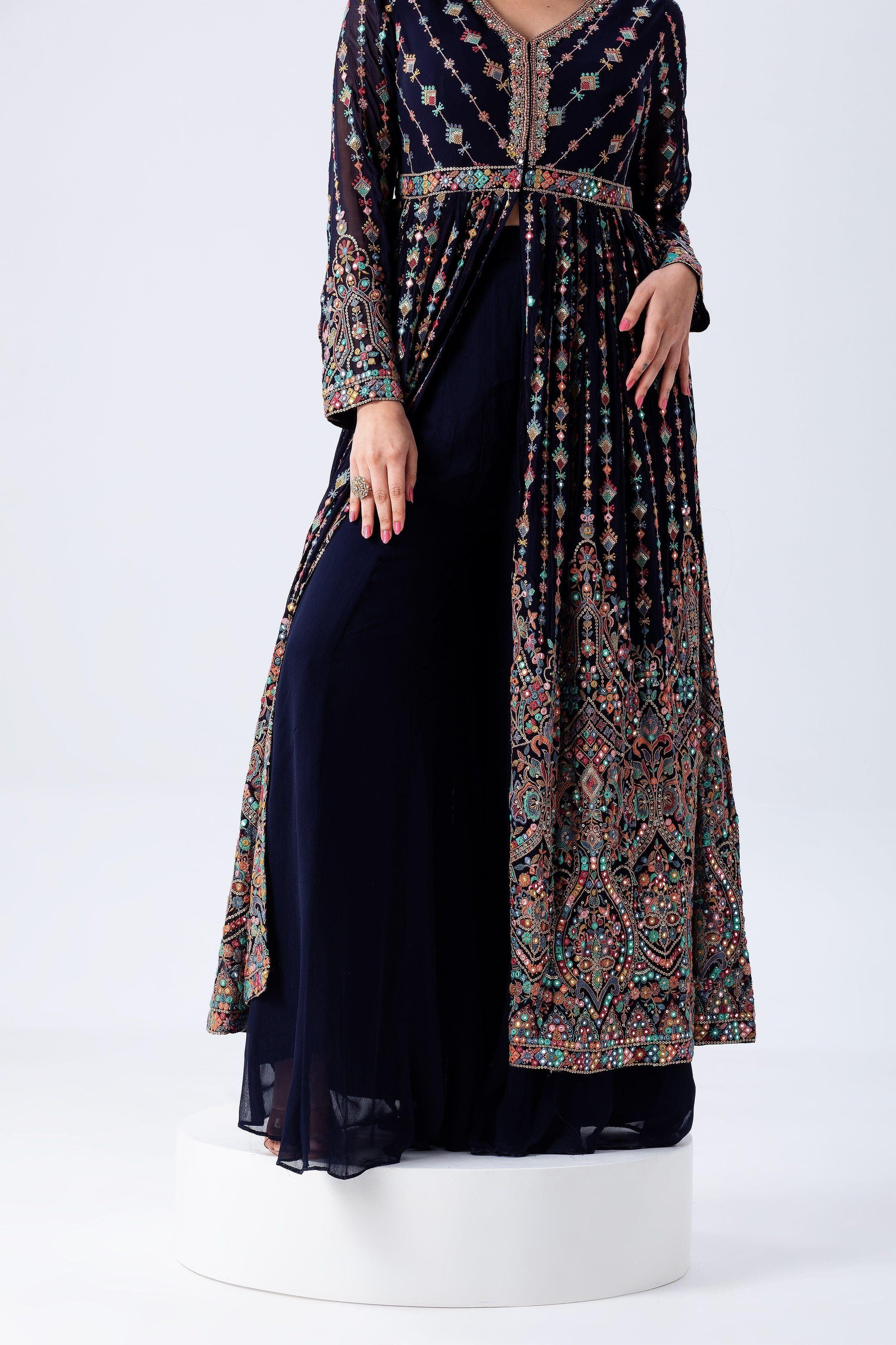 Navy Blue Anarkali Set - Mokshaa