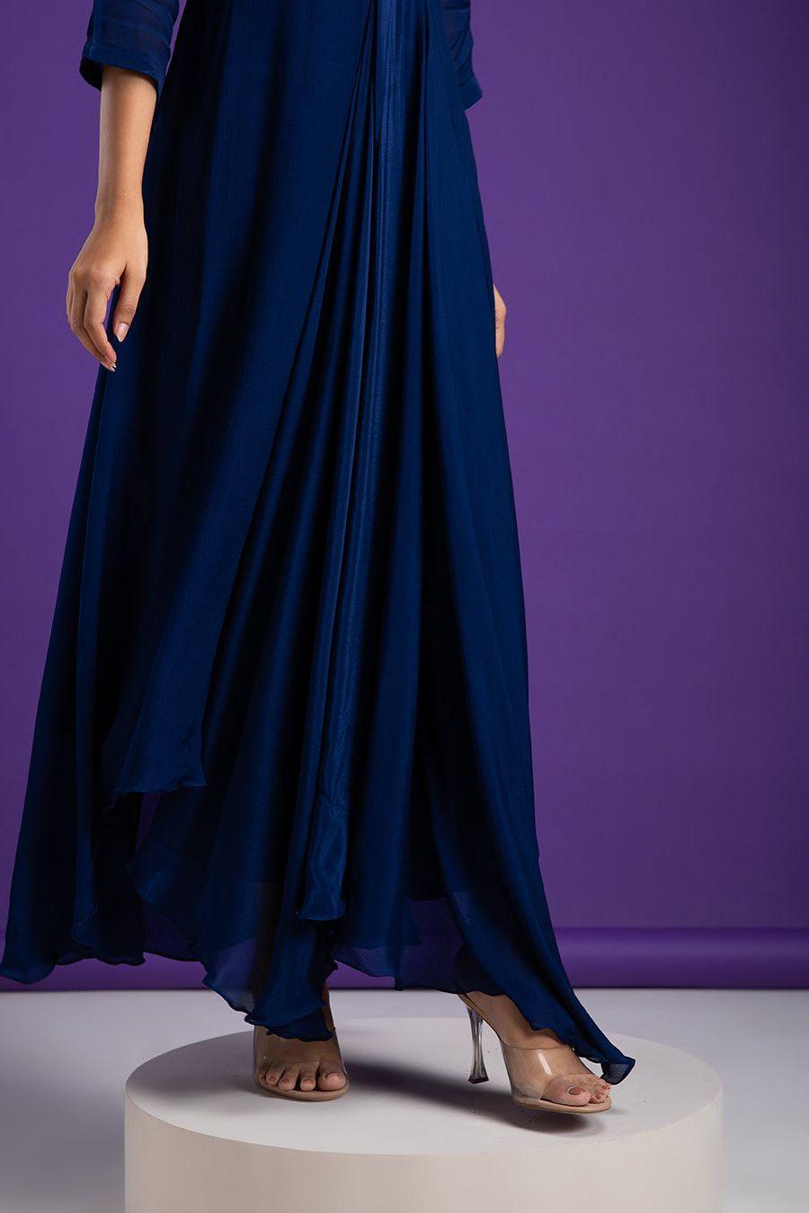 Navy Blue Dress - Mokshaa