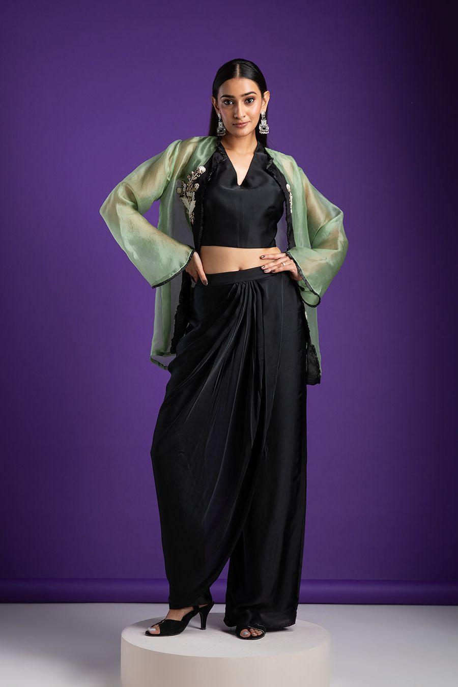 Black Draped Indo-Western - Mokshaa