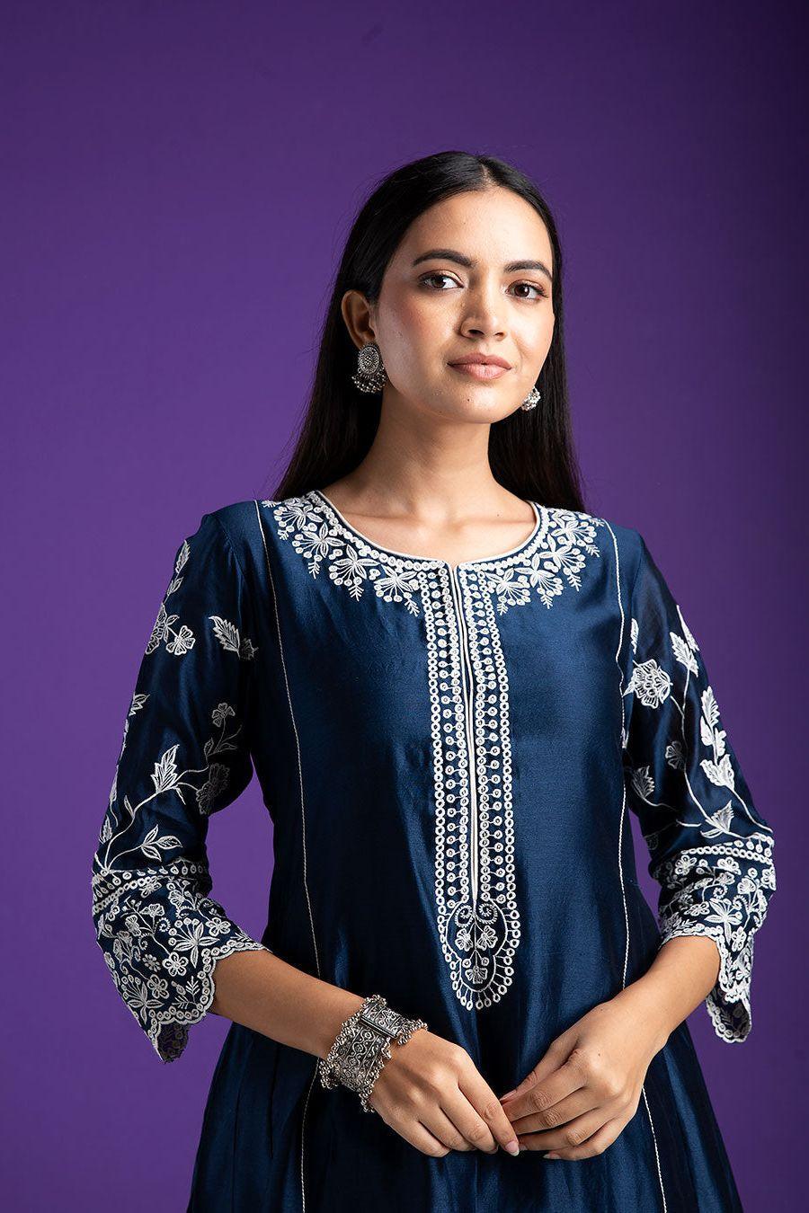 Navy Blue Kurta Set - Mokshaa