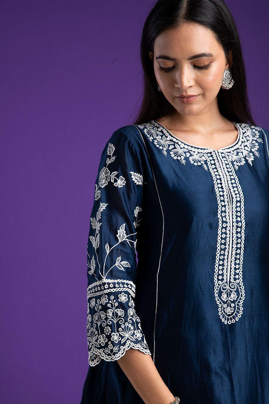 Navy Blue Kurta Set - Mokshaa