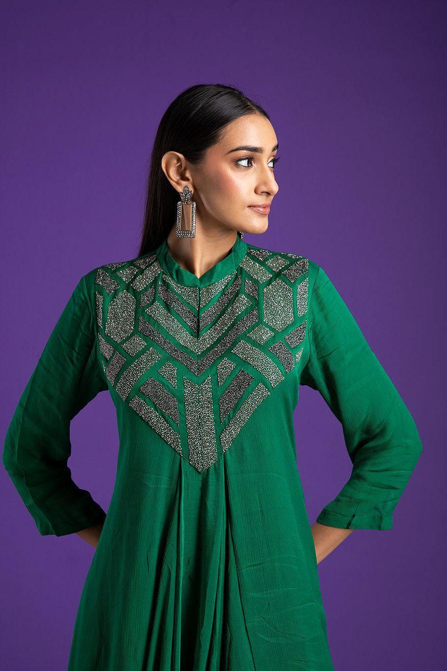 Emerald Green Dress - Mokshaa