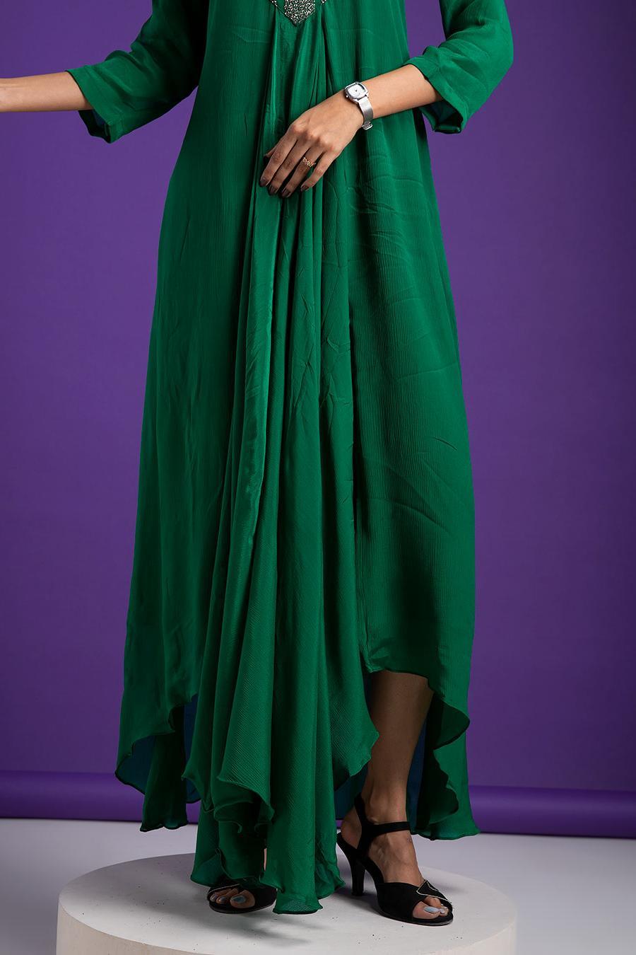 Emerald Green Dress - Mokshaa