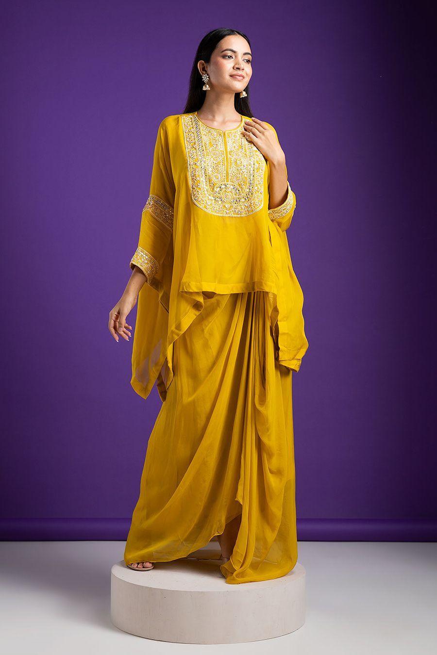 Mustard Yellow Indo-Western set - Mokshaa