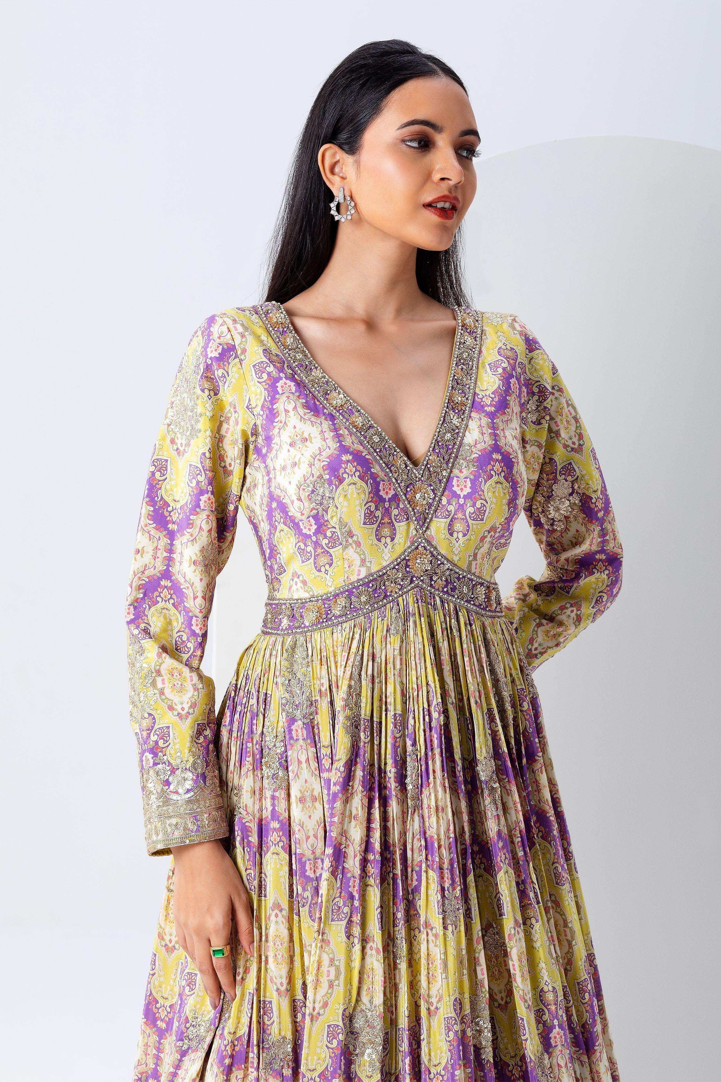 Pastel Floral Anarkali Gown - Mokshaa