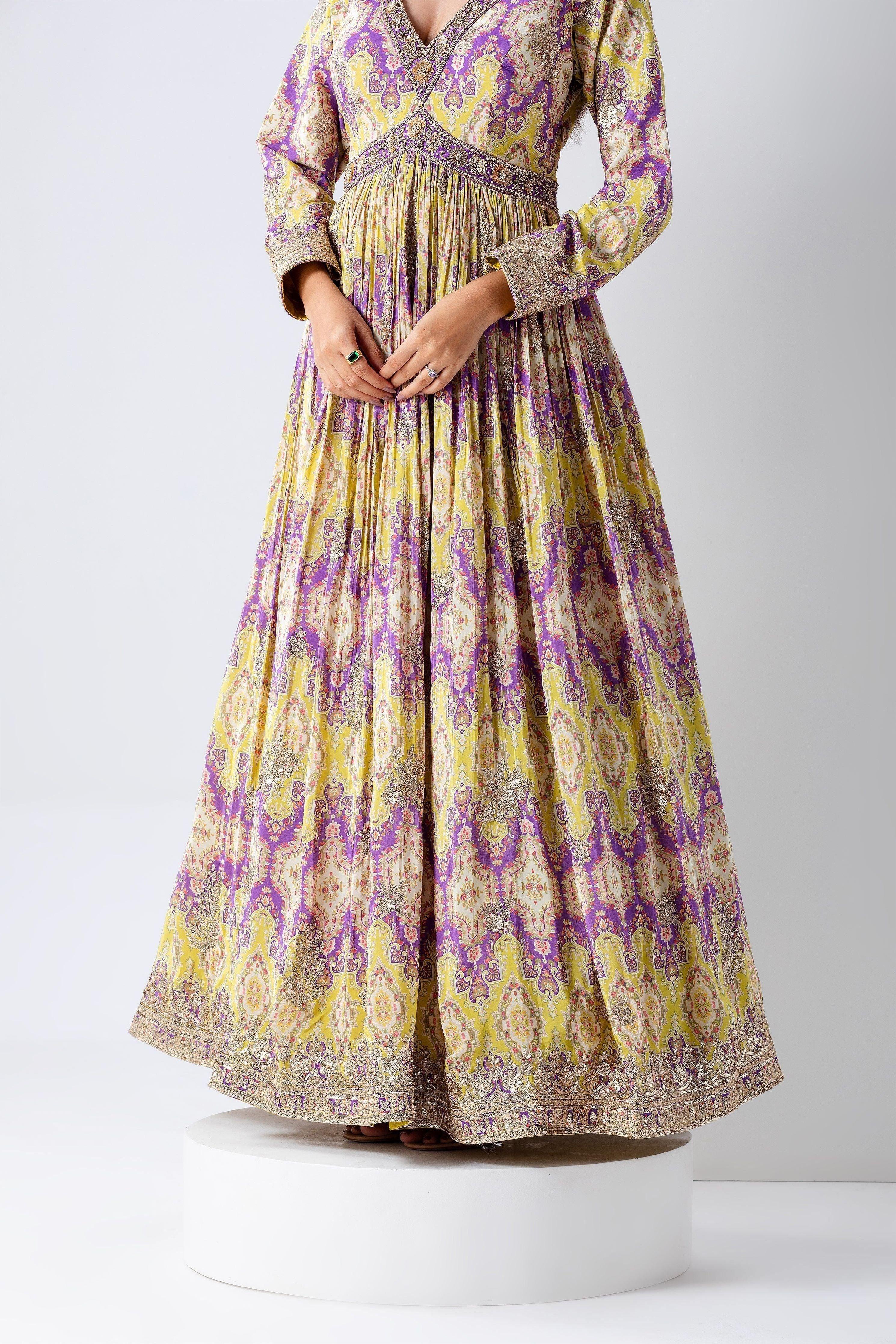 Pastel Floral Anarkali Gown - Mokshaa