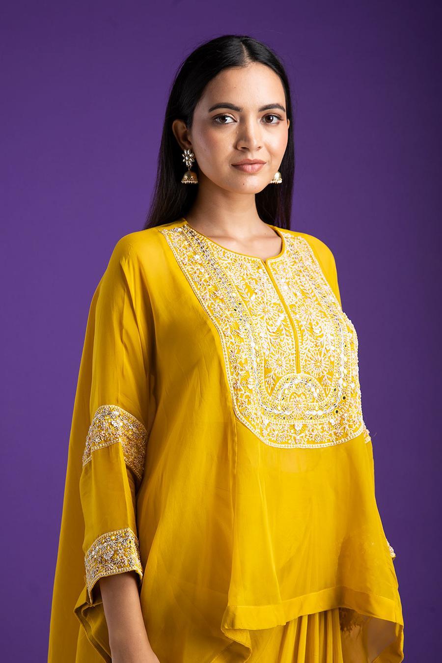 Mustard Yellow Indo-Western set - Mokshaa