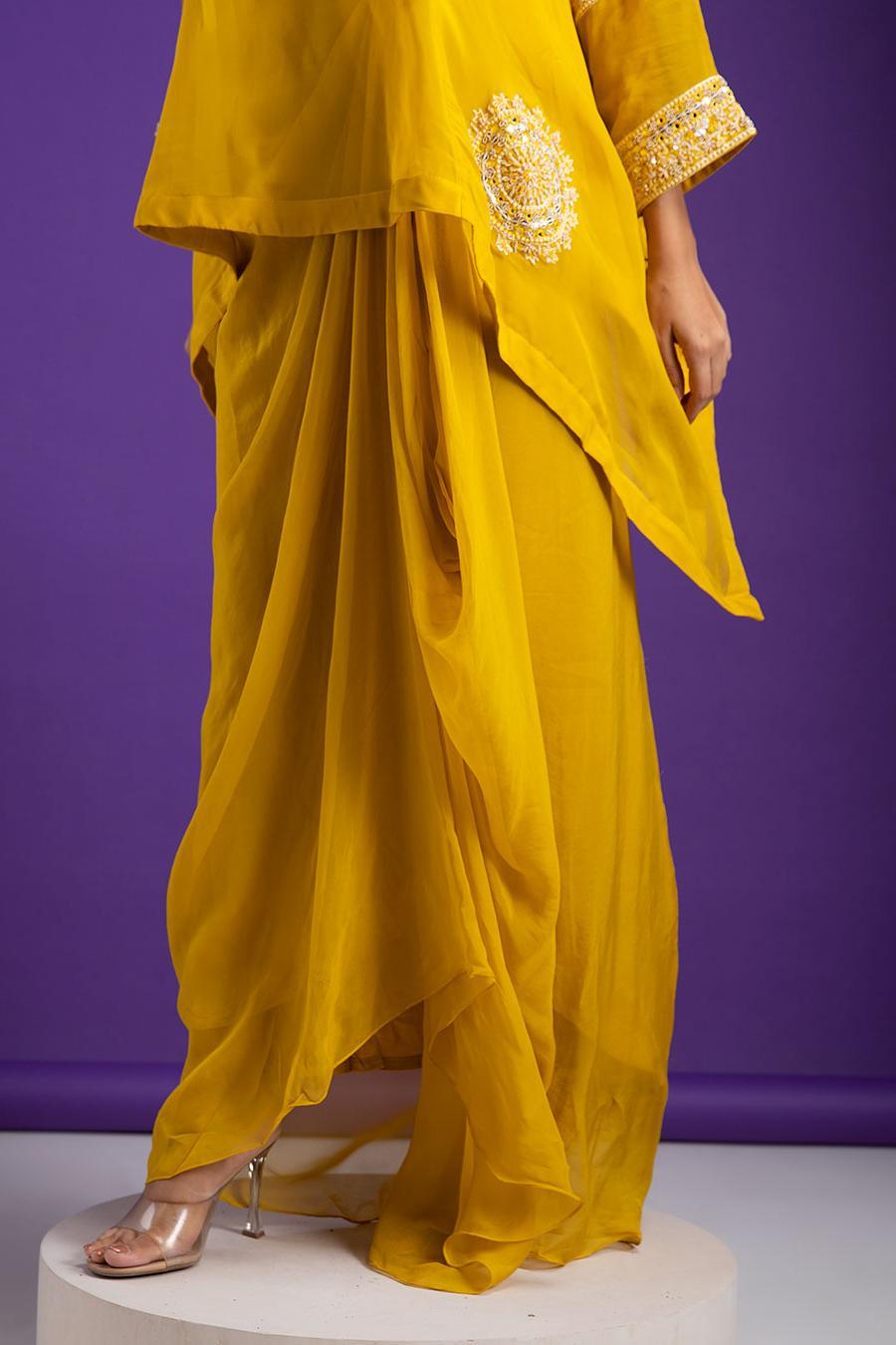 Mustard Yellow Indo-Western set - Mokshaa