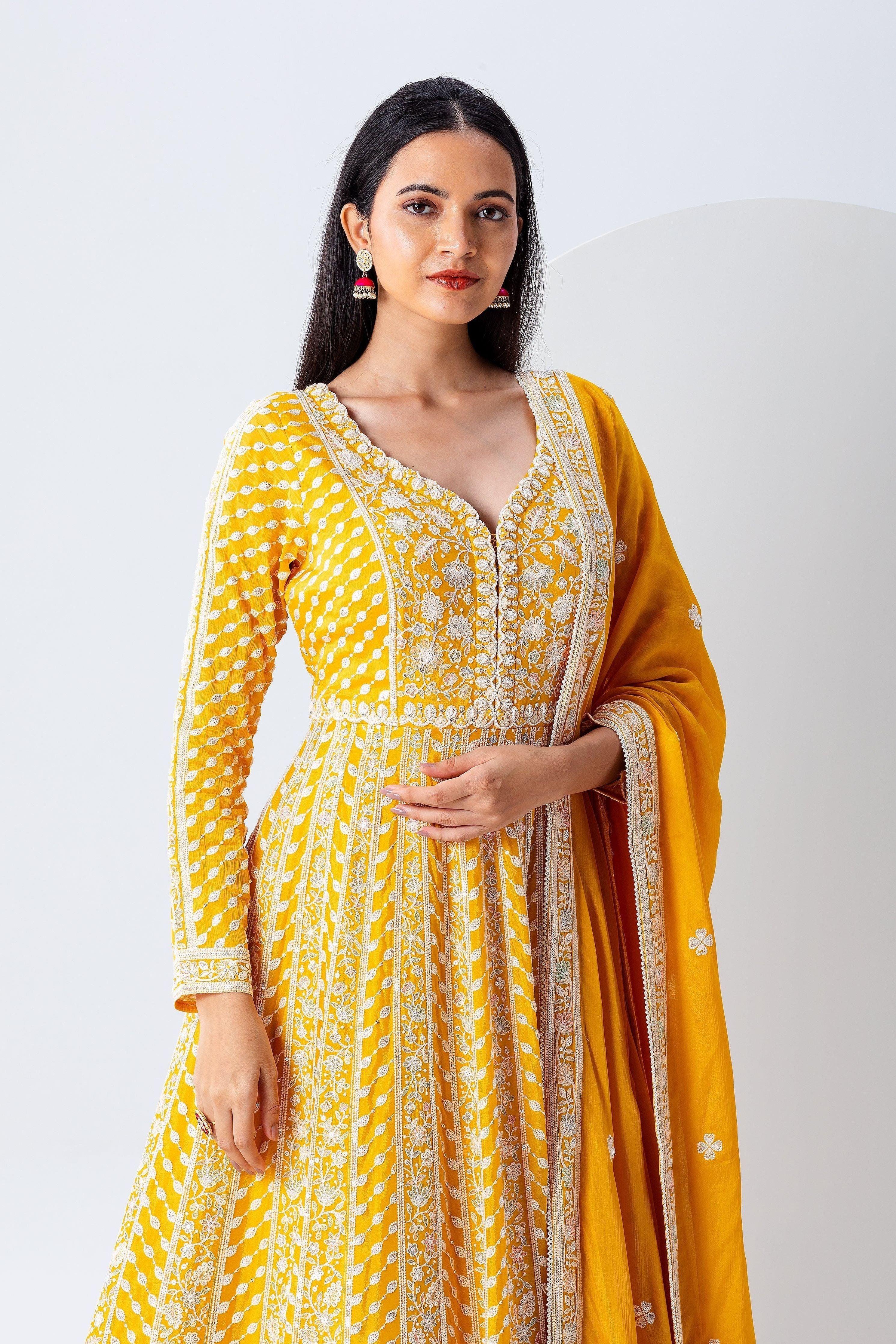 Yellow Anarkali Set - Mokshaa
