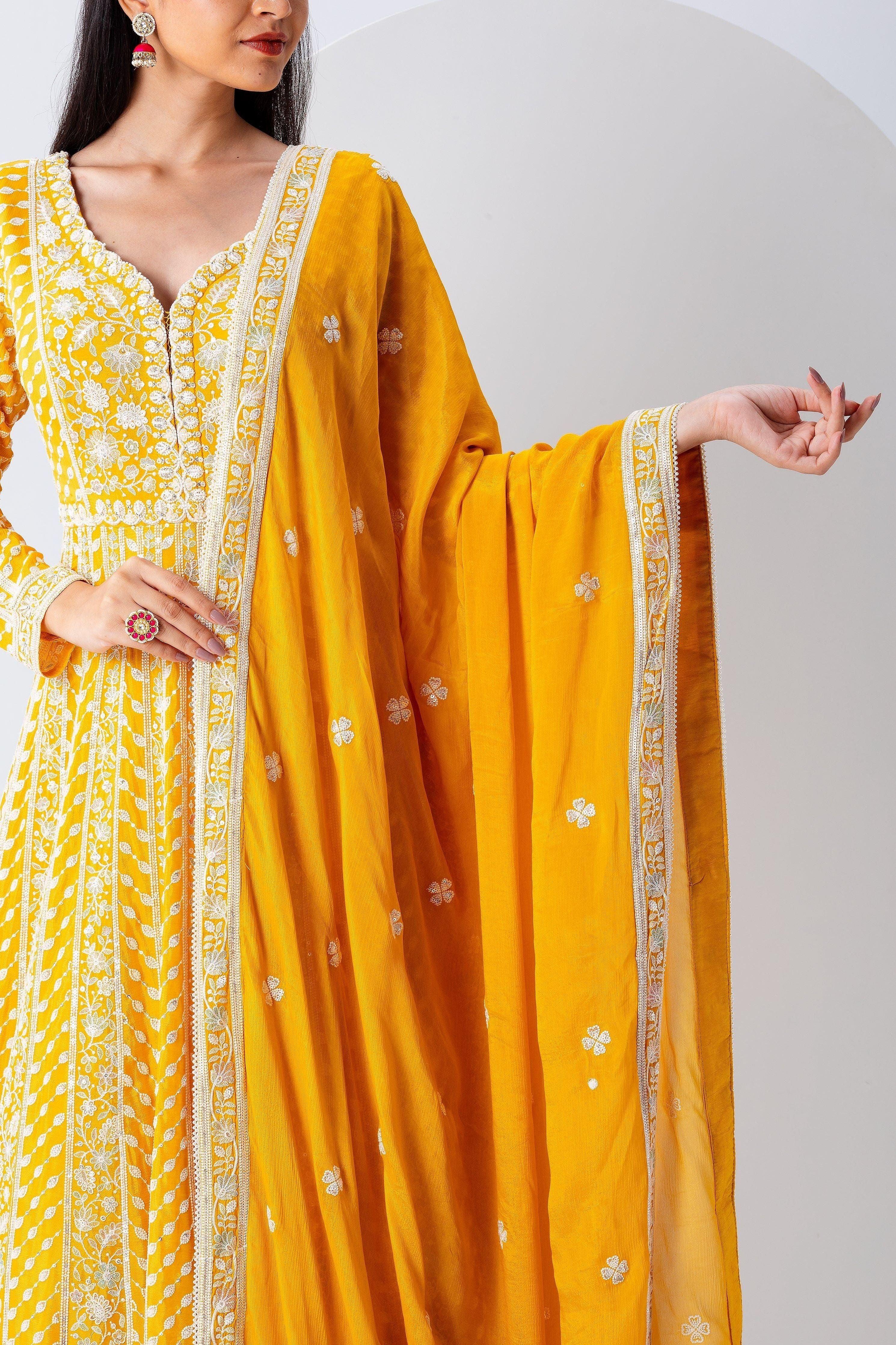 Yellow Anarkali Set - Mokshaa