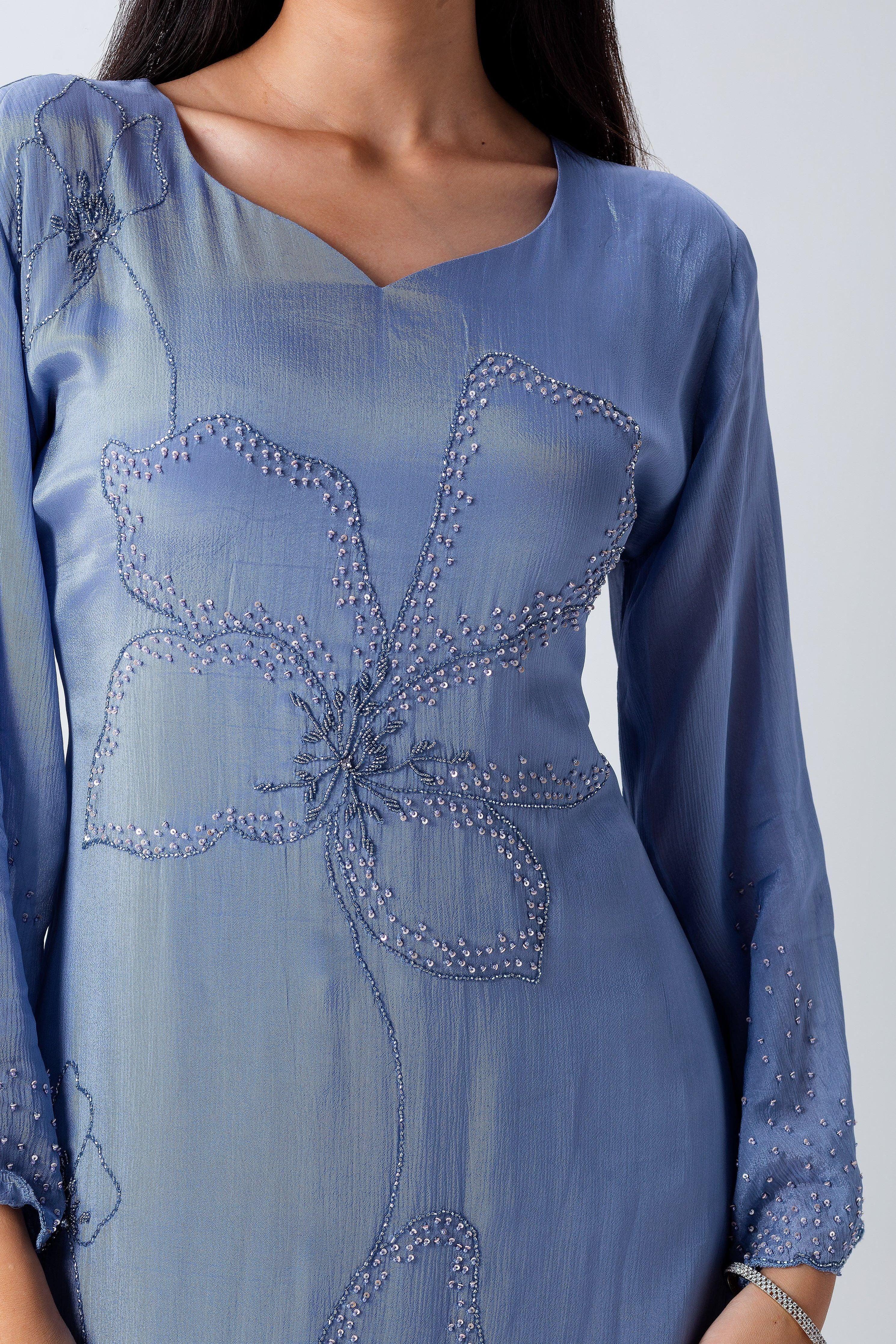 Powder Blue Kurta Set - Mokshaa