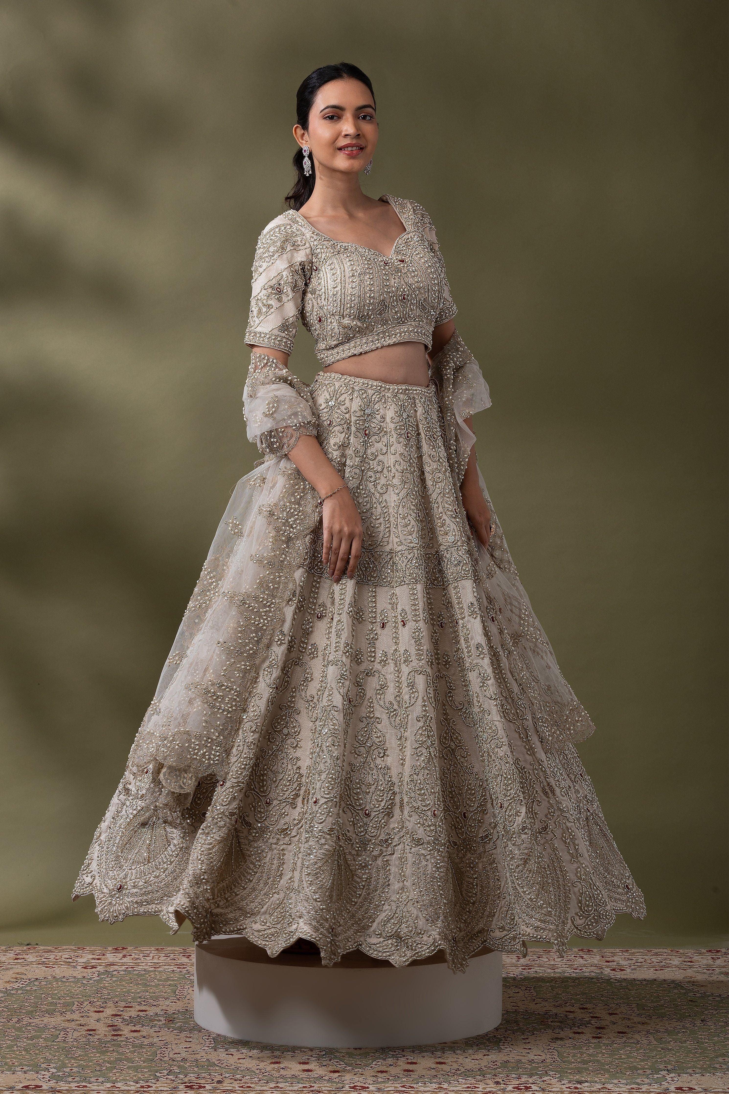 Ivory Embellished Bridal Lehenga Set - Mokshaa