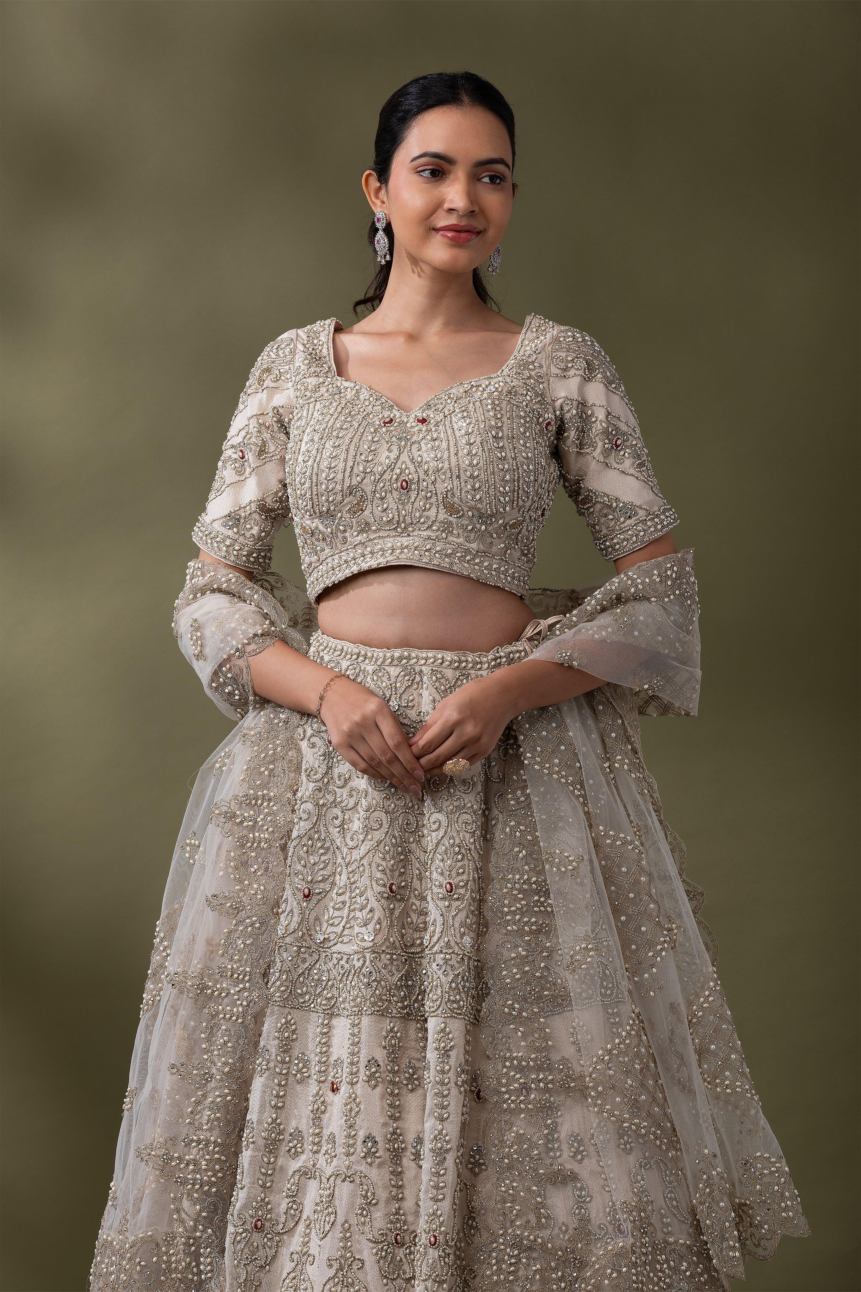 Ivory Embellished Bridal Lehenga Set - Mokshaa