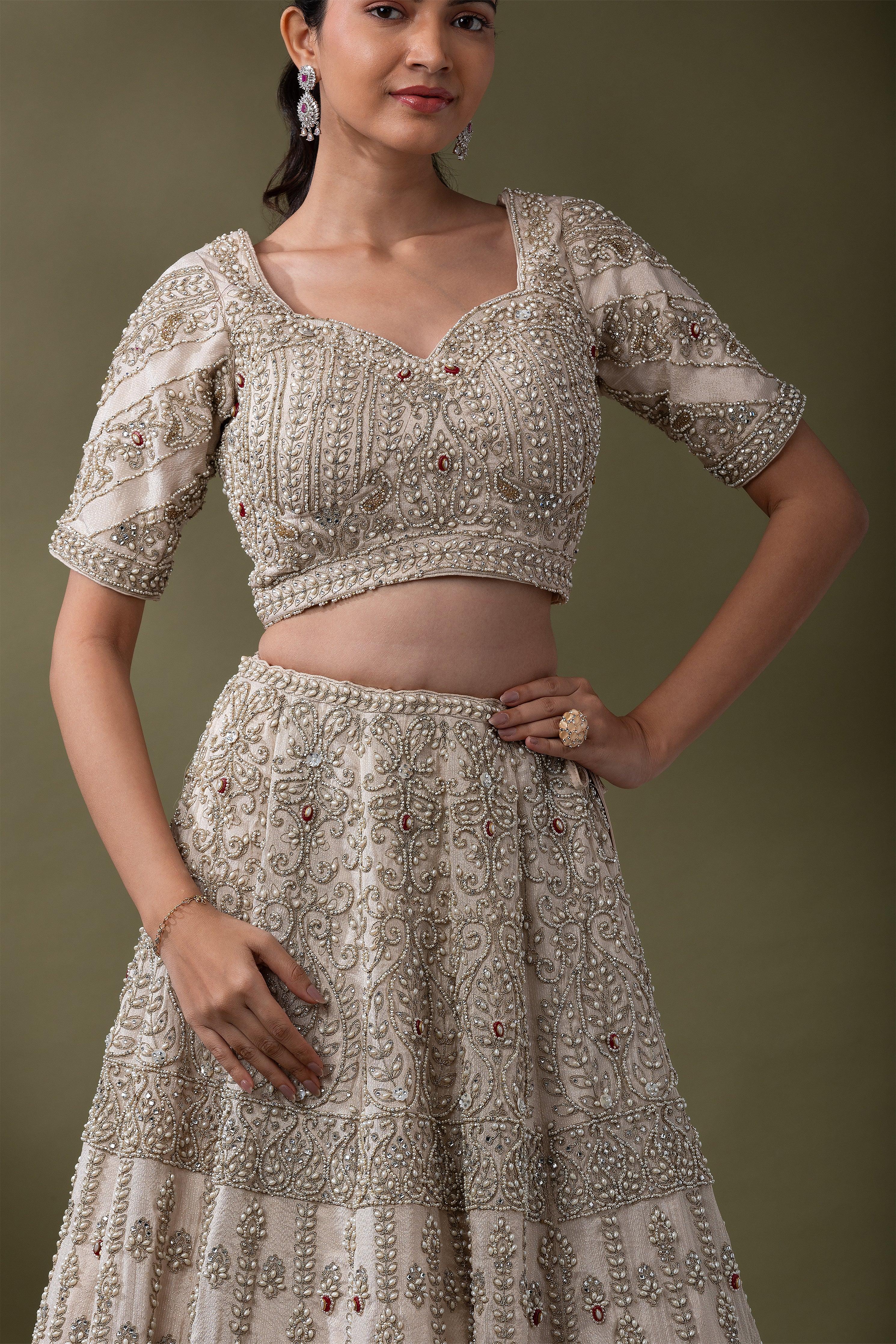 Ivory Embellished Bridal Lehenga Set - Mokshaa