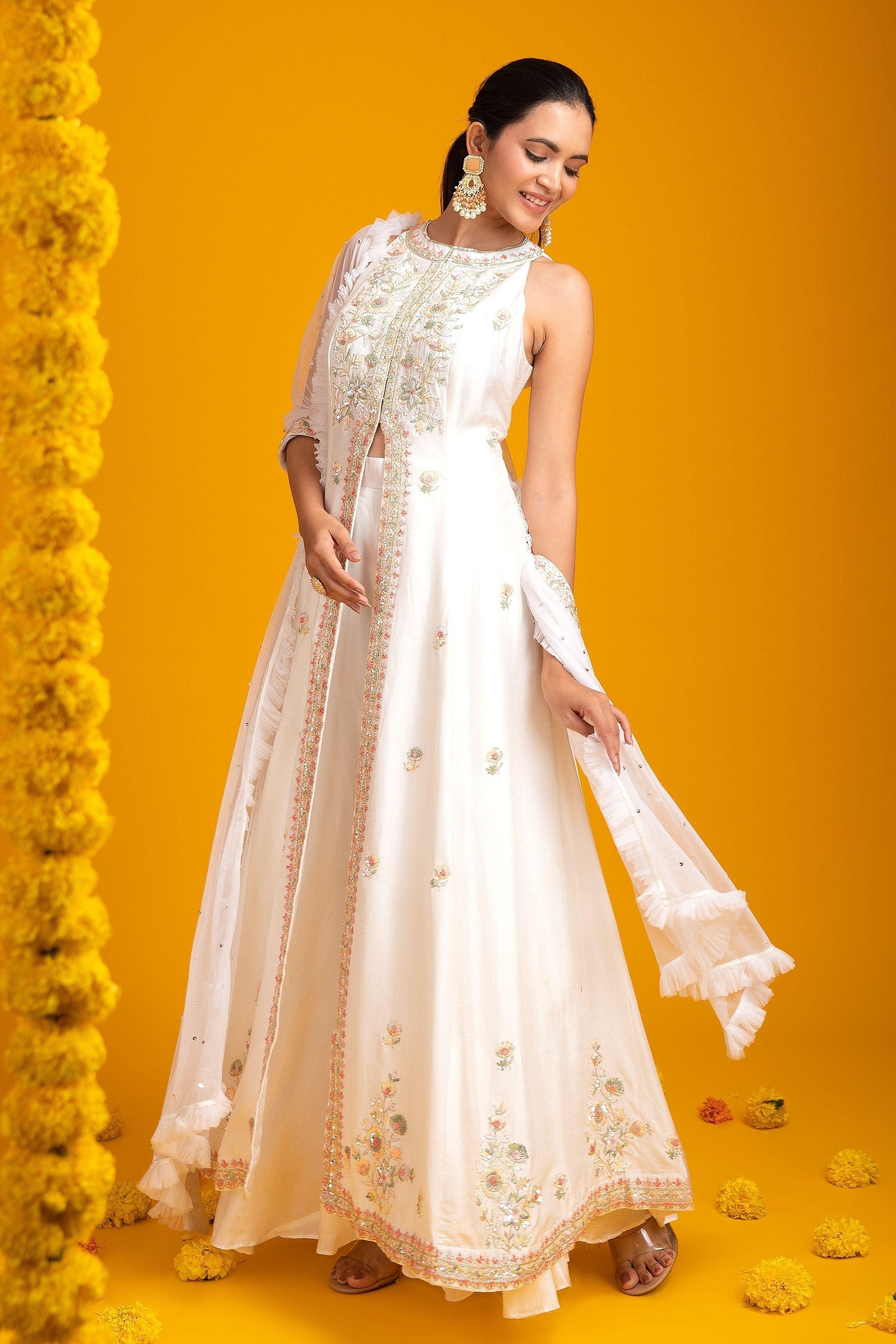 White Silk Indo-Western 2XL