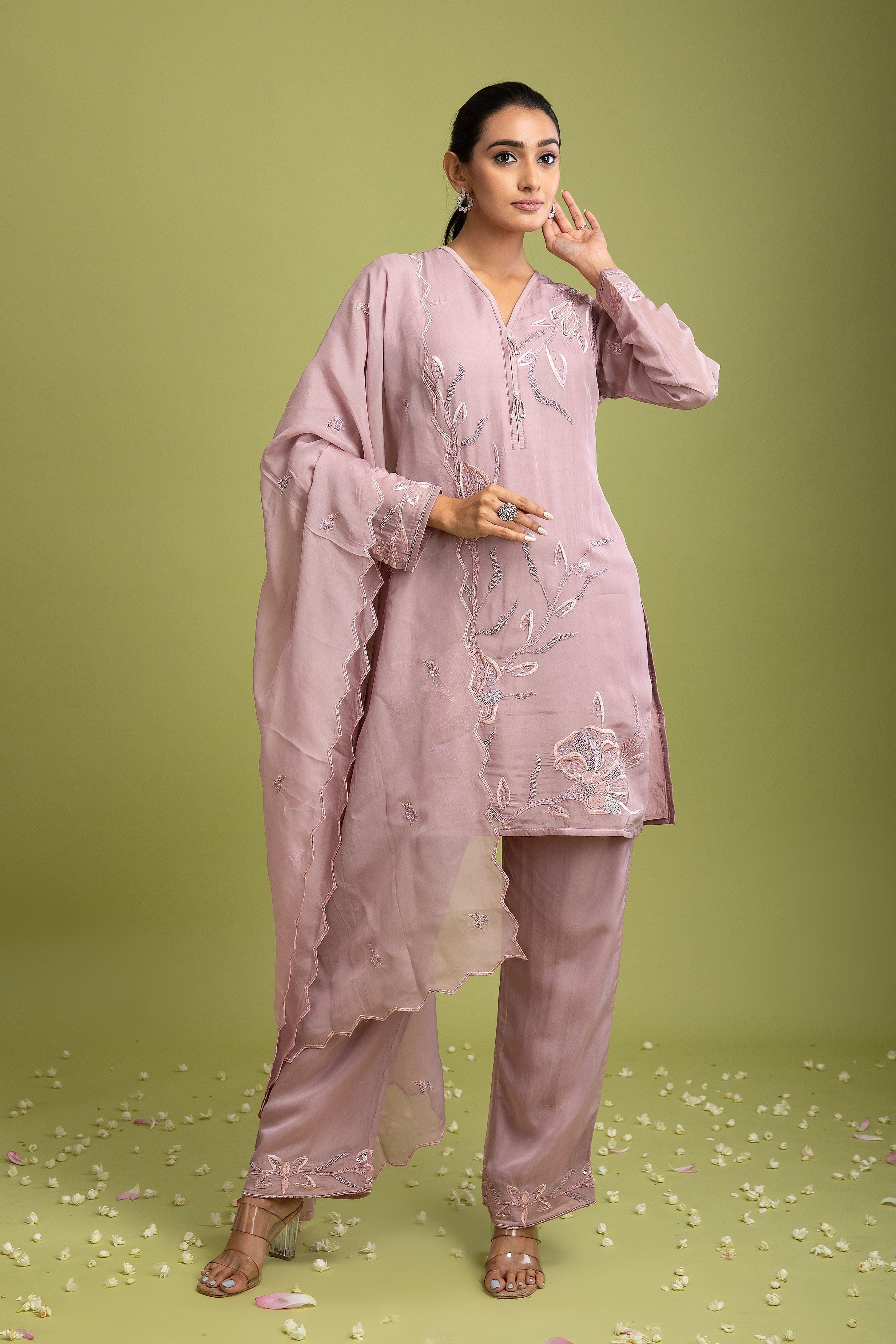 Lilac organza Short kurta - Mokshaa