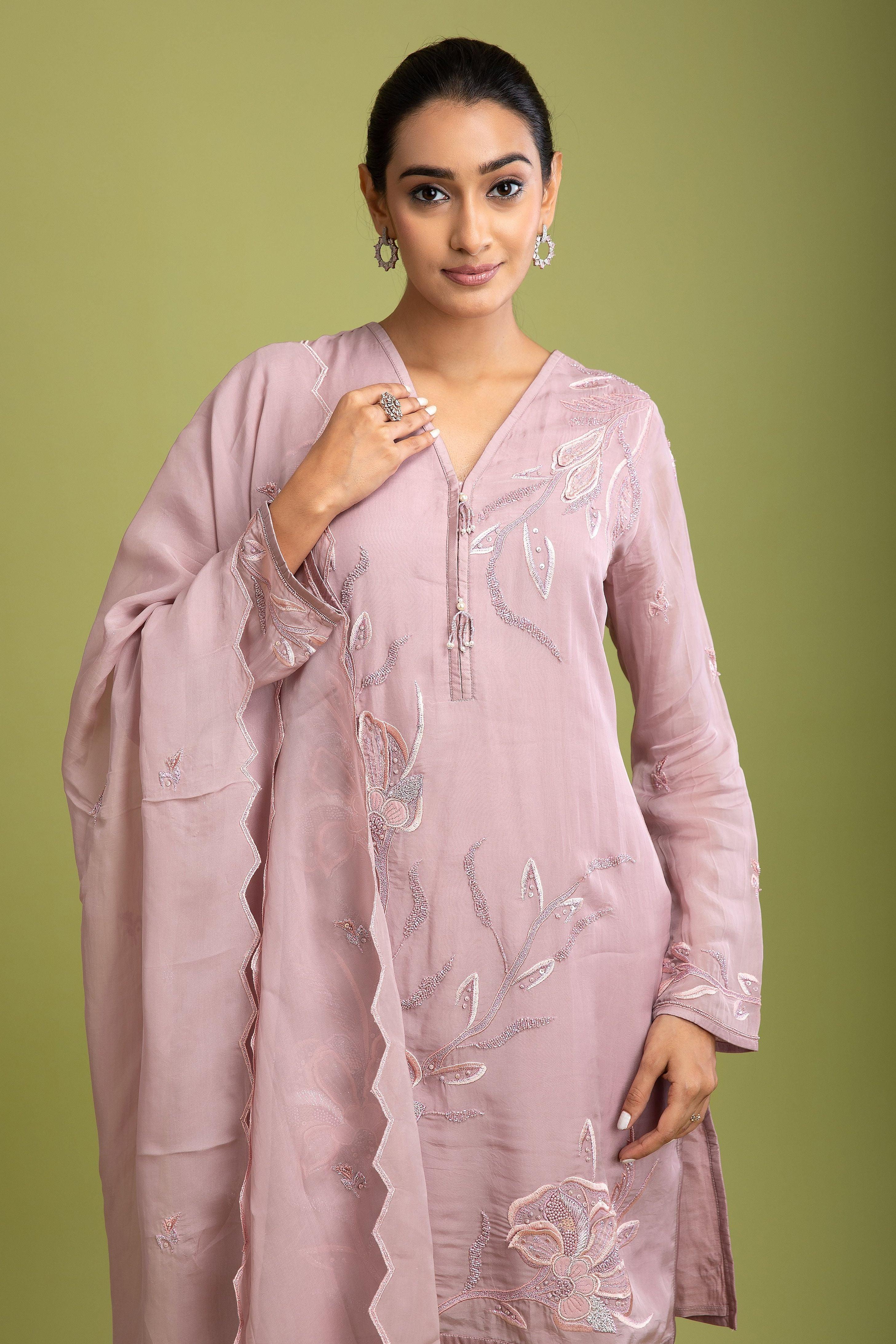 Lilac organza Short kurta - Mokshaa