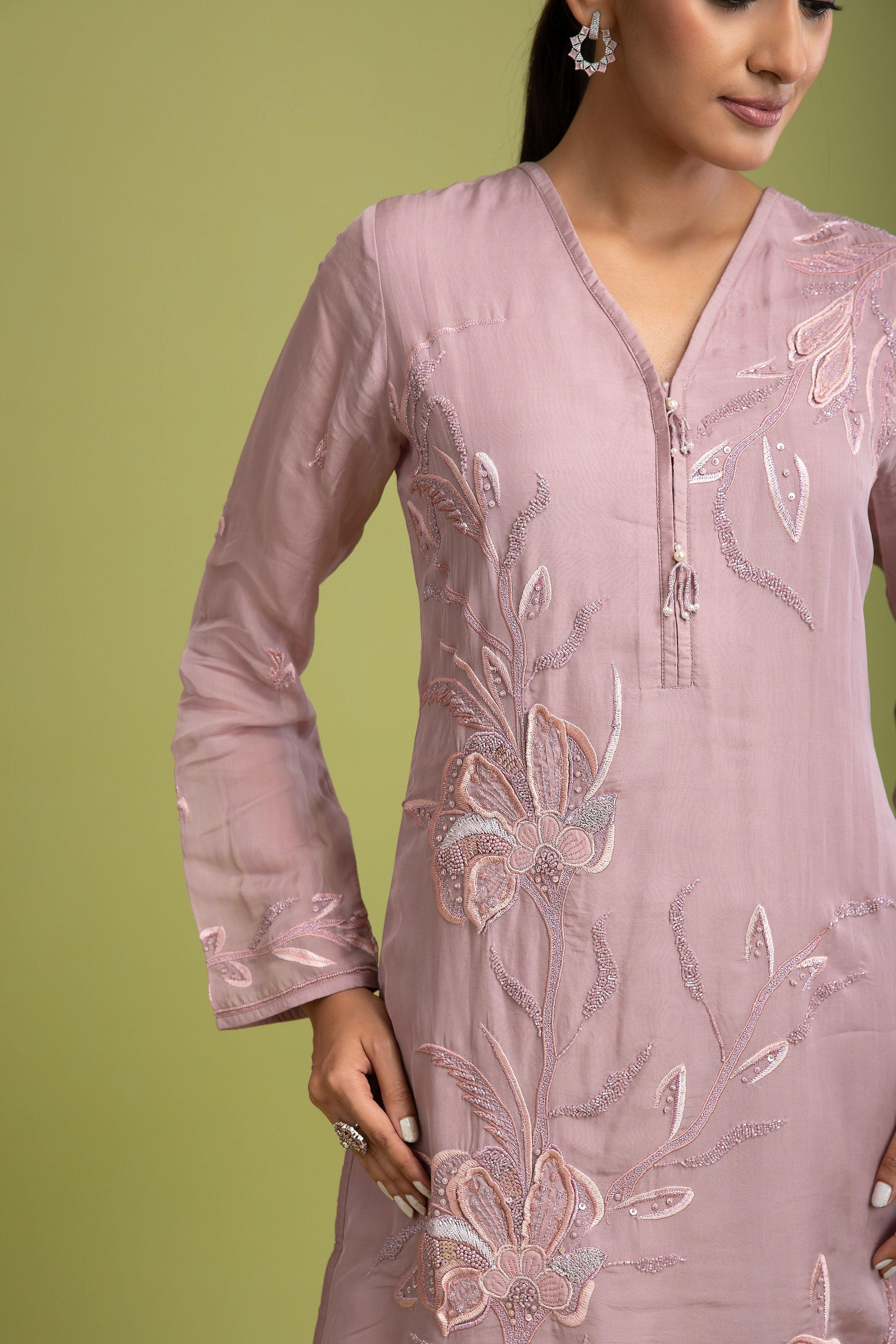 Lilac organza Short kurta - Mokshaa