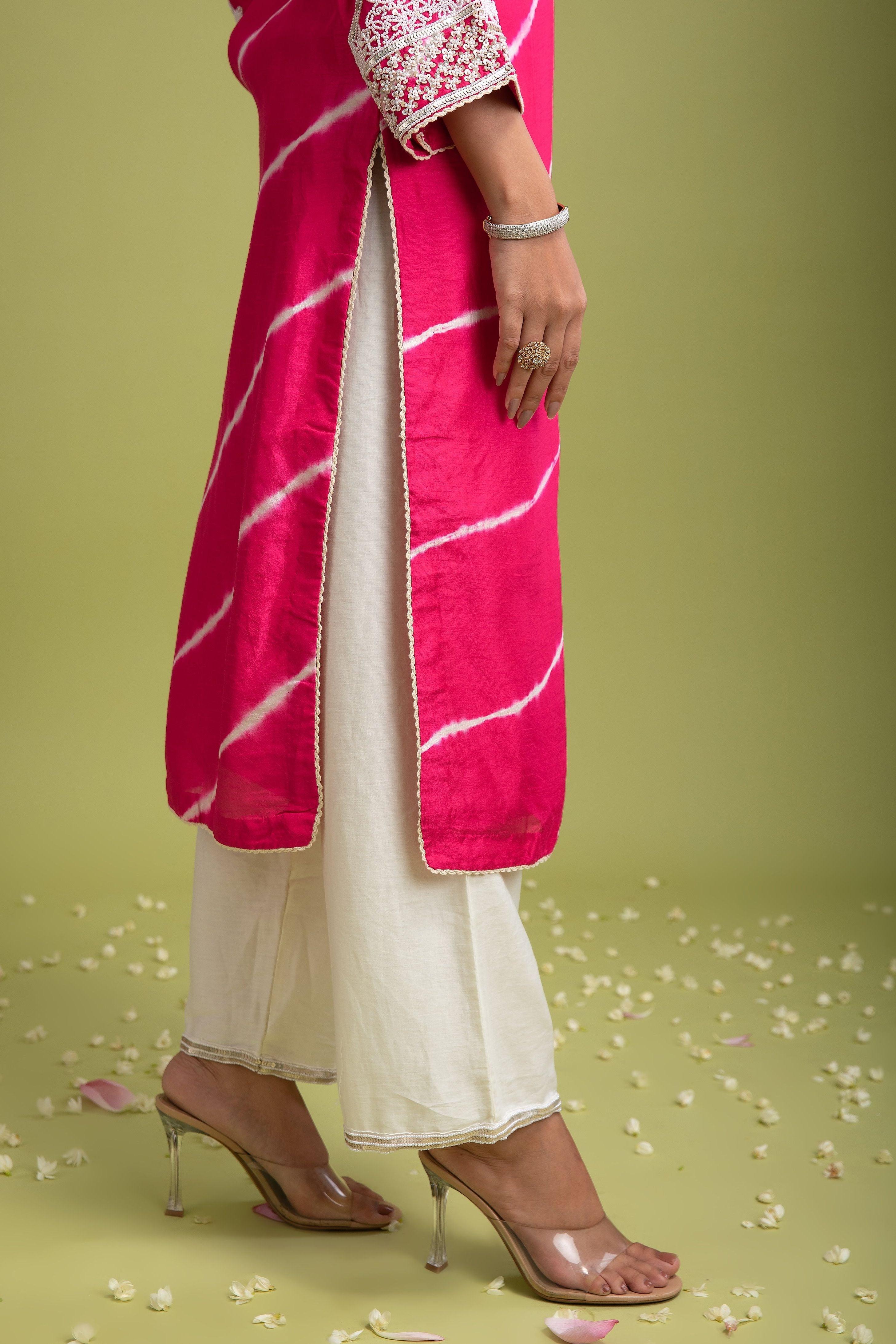 Pink Tie-Dye kurti set - Mokshaa