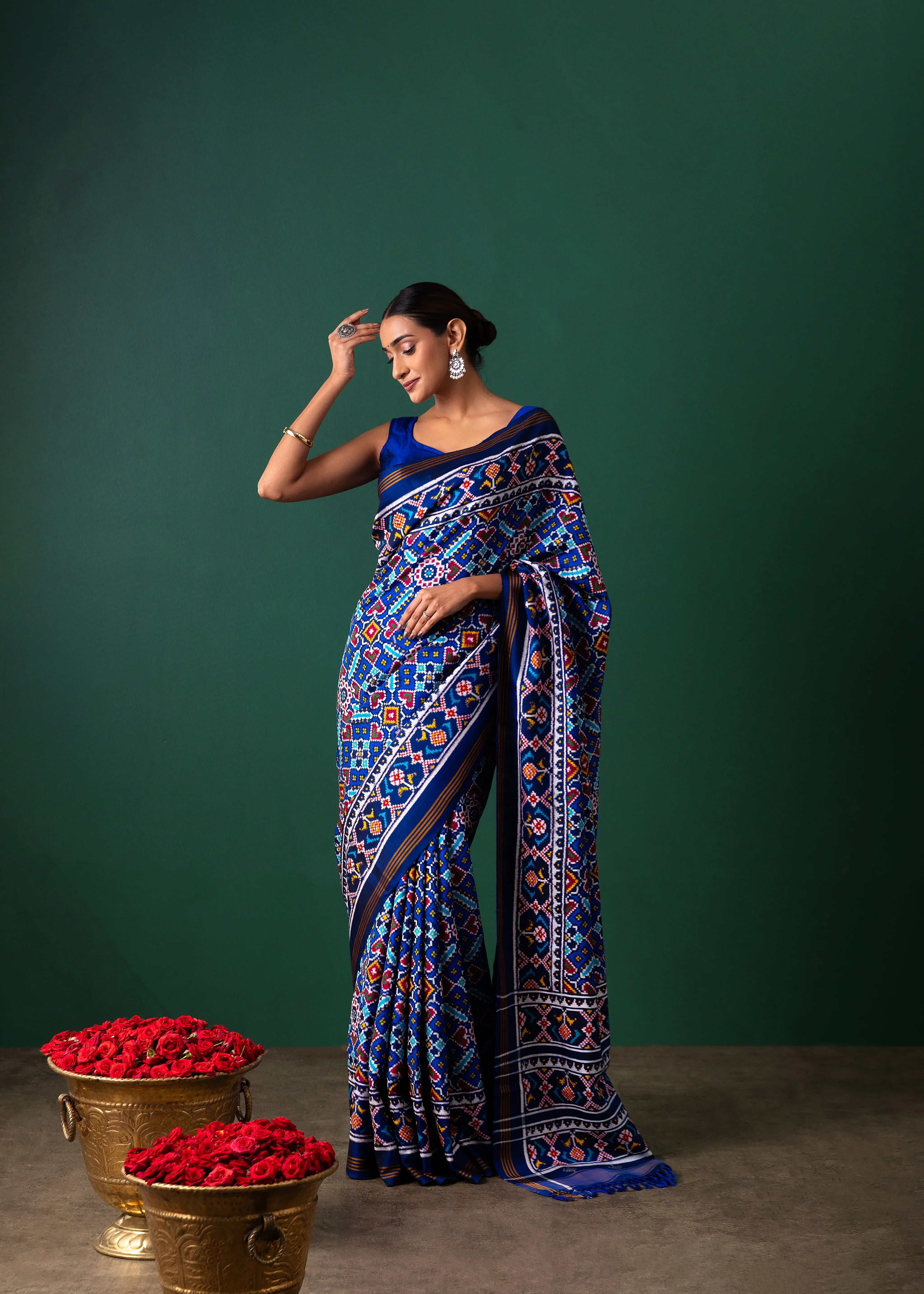 Blue Patan Patola Saree All Over Motifs | Mokshaa