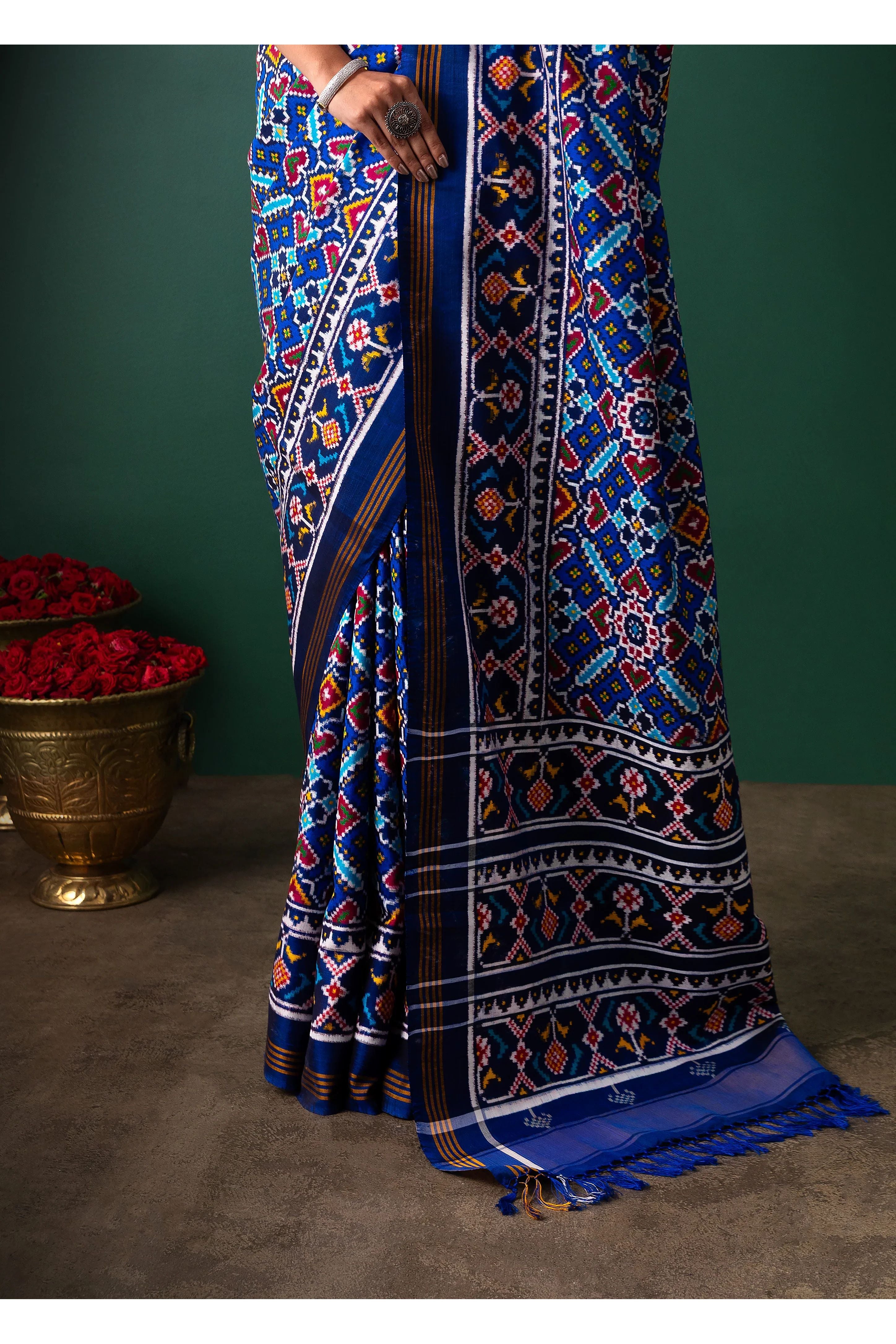 Blue Patan Patola Saree All Over Motifs - Mokshaa