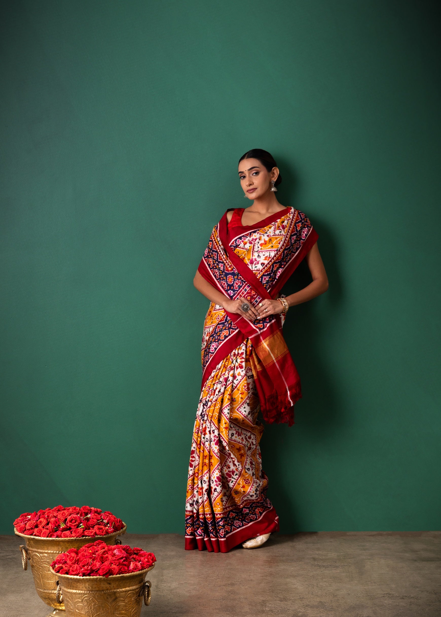 Yellow Patan Pattola Saree All Over Motifs