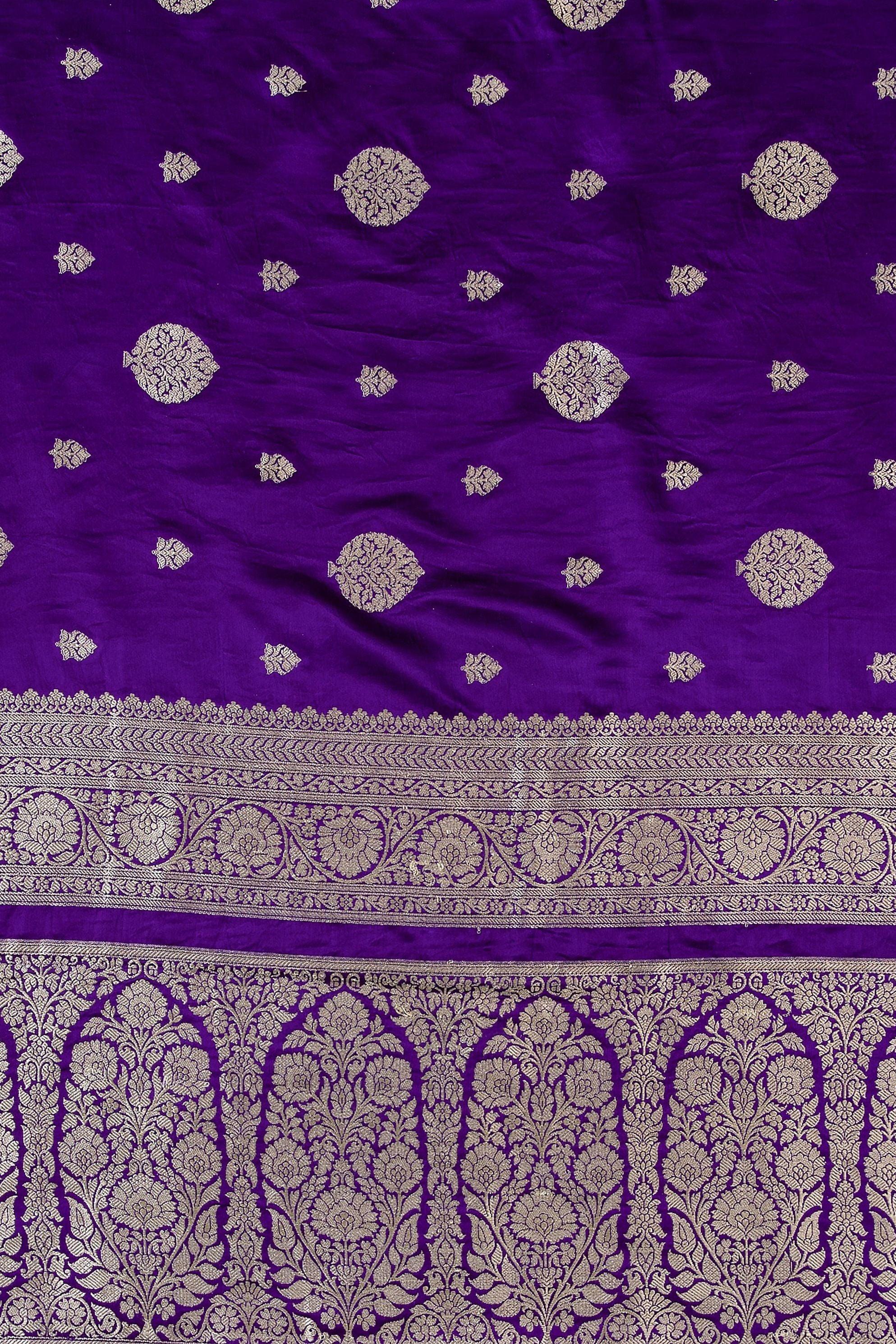 Royal Purple Banaras Satin Silk Saree - Mokshaa