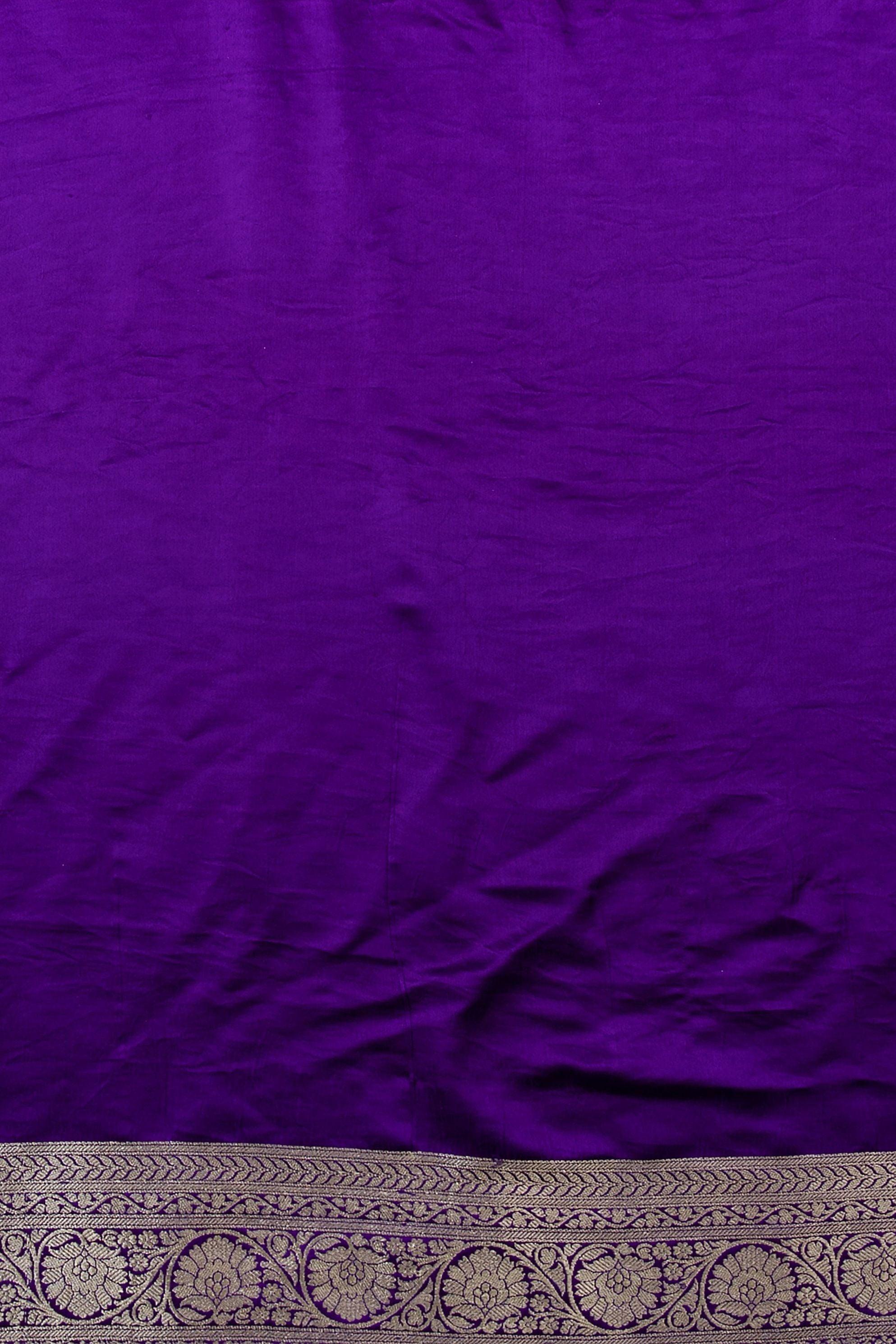 Royal Purple Banaras Satin Silk Saree - Mokshaa