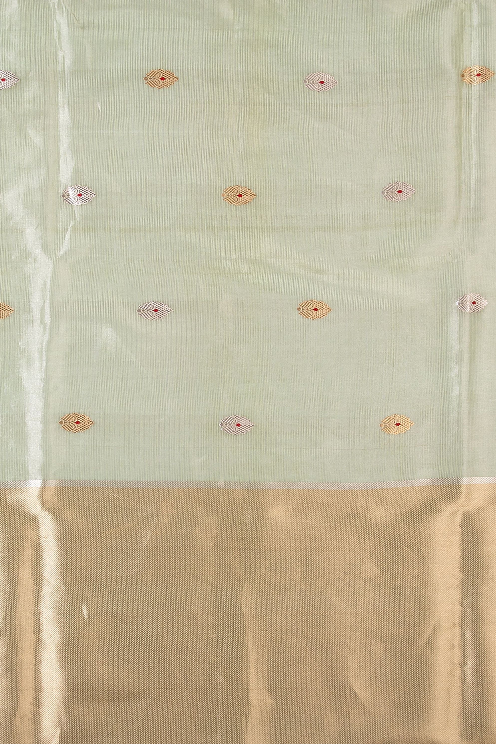Mint Green Banaras Tissue Kotta Saree - Mokshaa