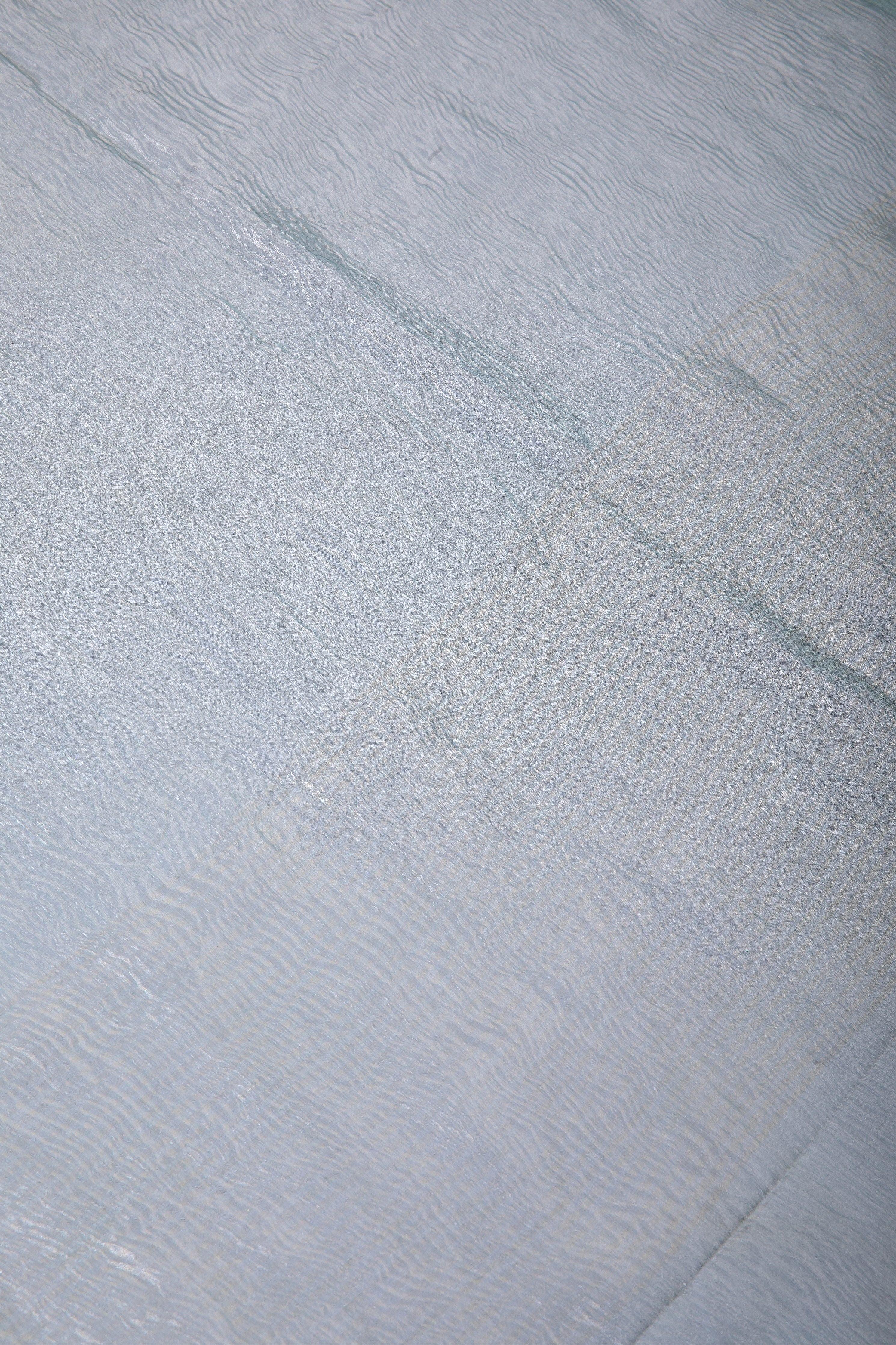 Ice Blue Banaras Crush Tissue Saree - Mokshaa