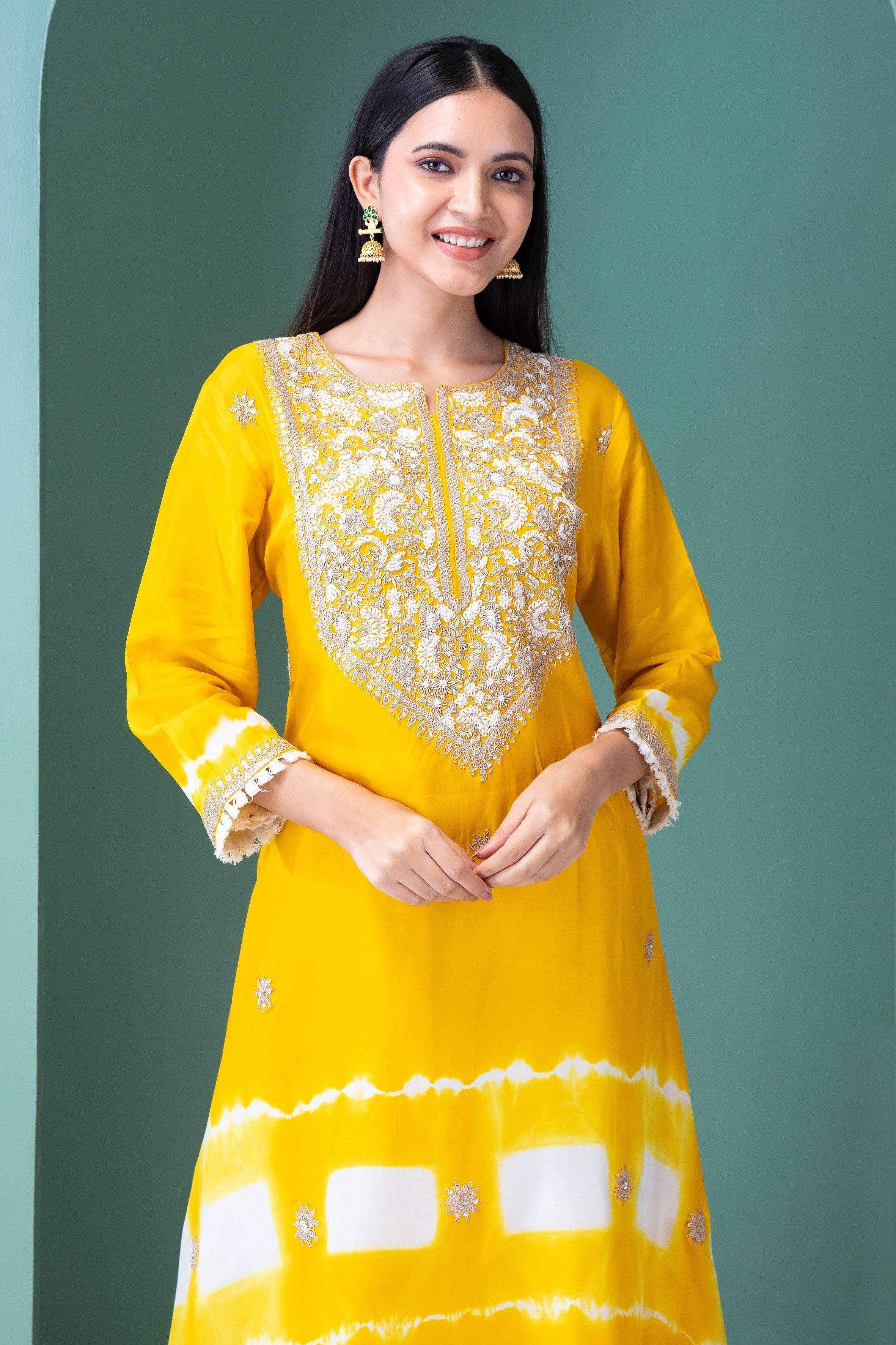 Sunshine Yellow Silk Kurta Set - Mokshaa