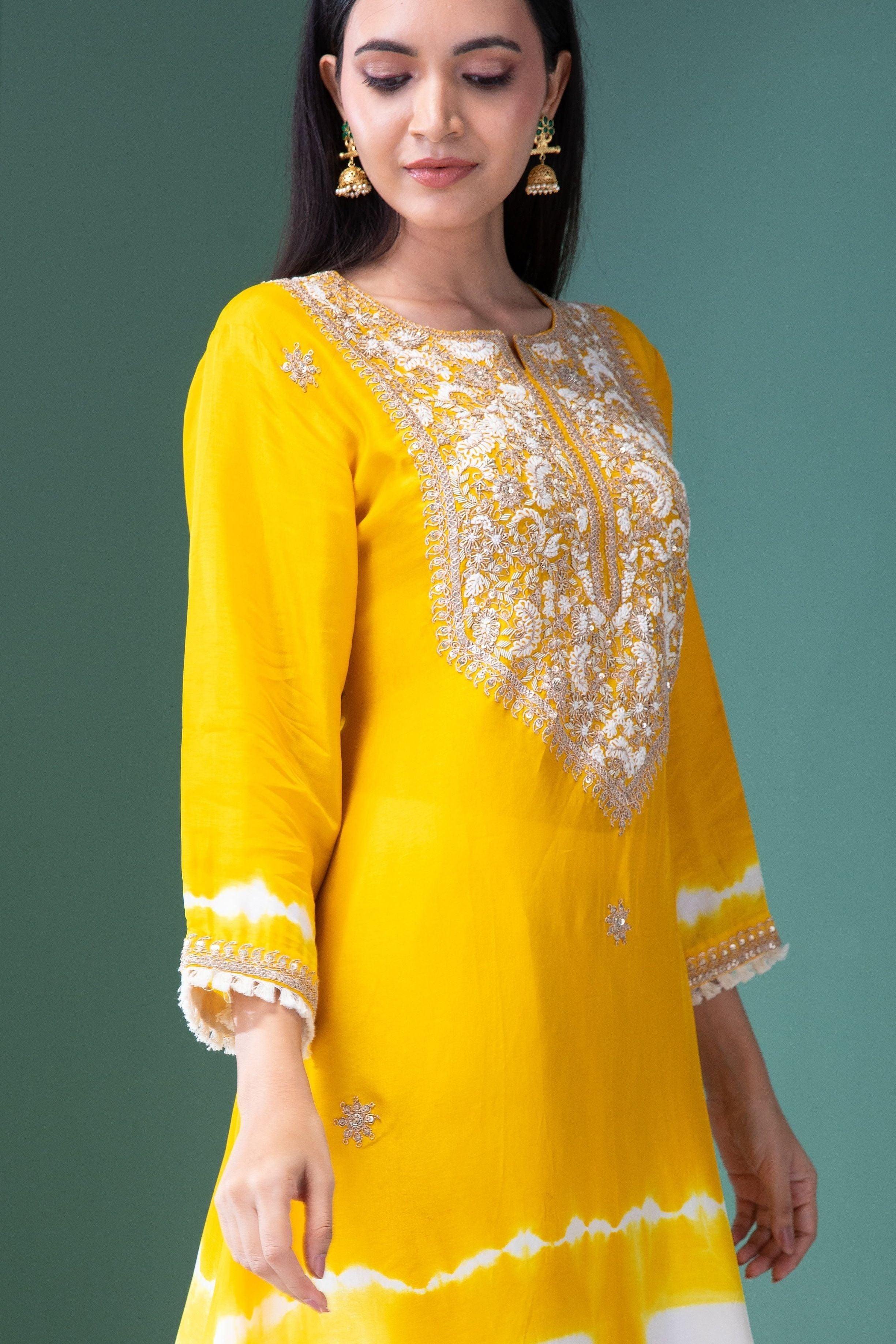 Sunshine Yellow Silk Kurta Set - Mokshaa