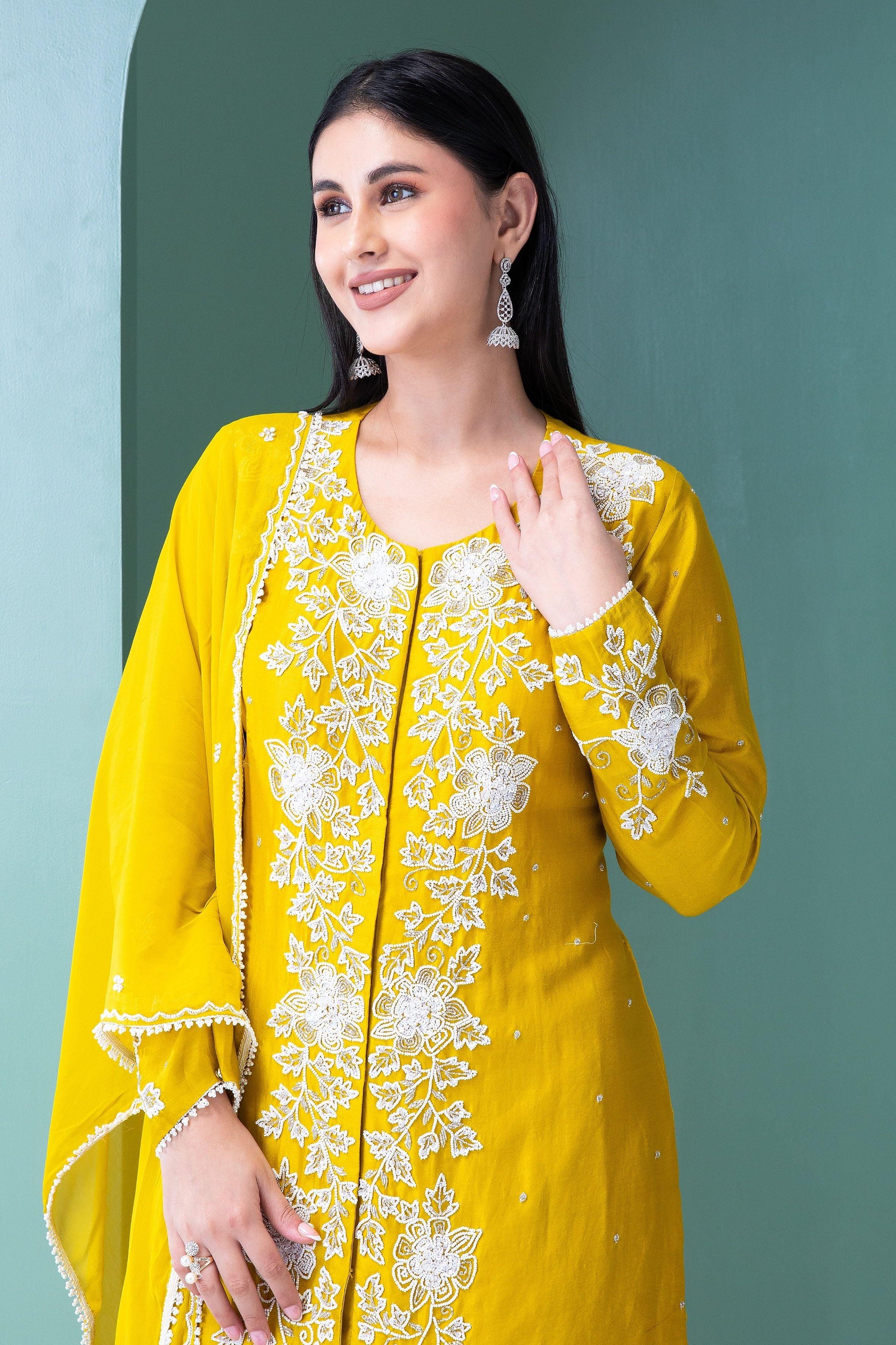 Yellow Silk Sharara Set - Mokshaa