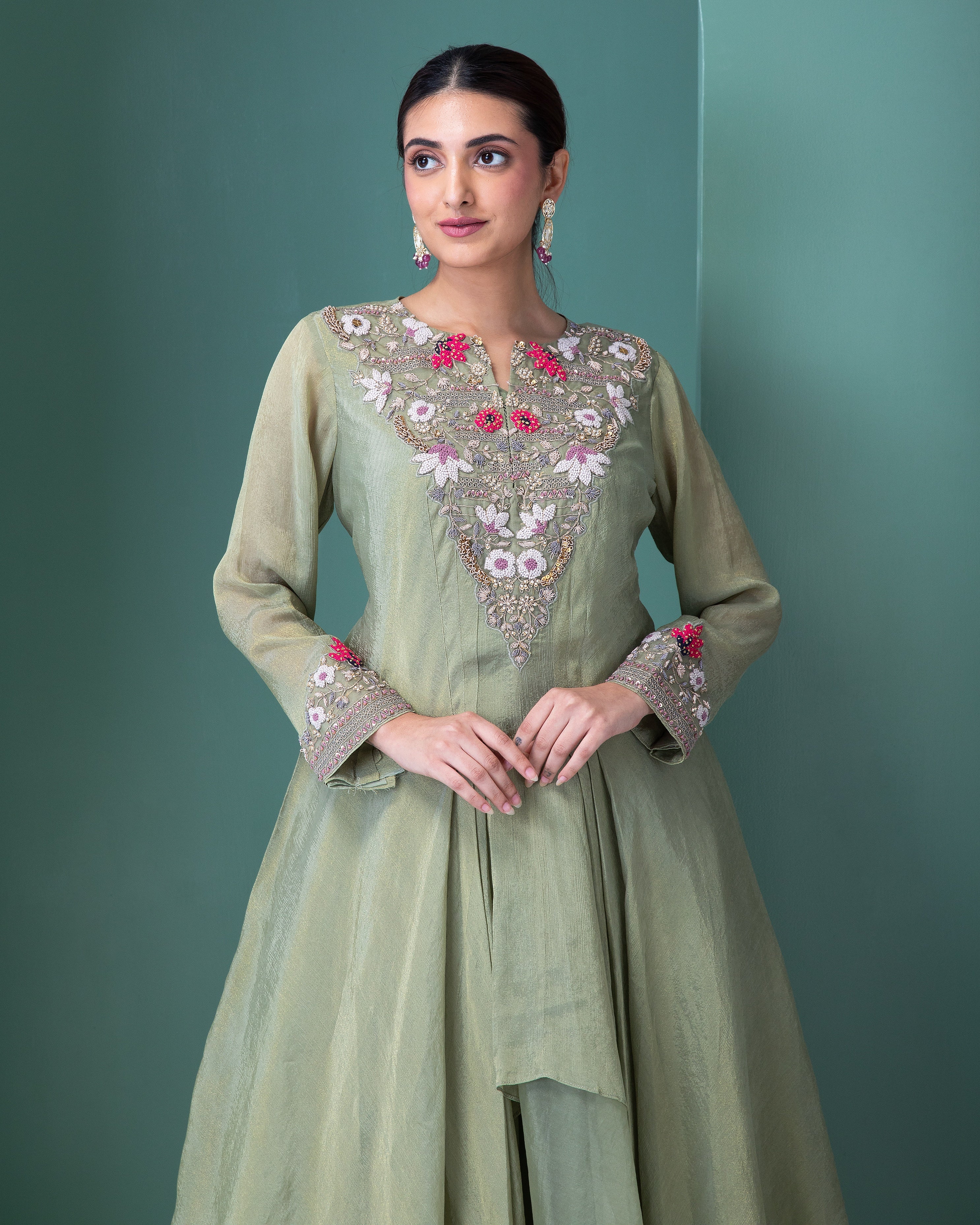 Sage Green Anarkali Set