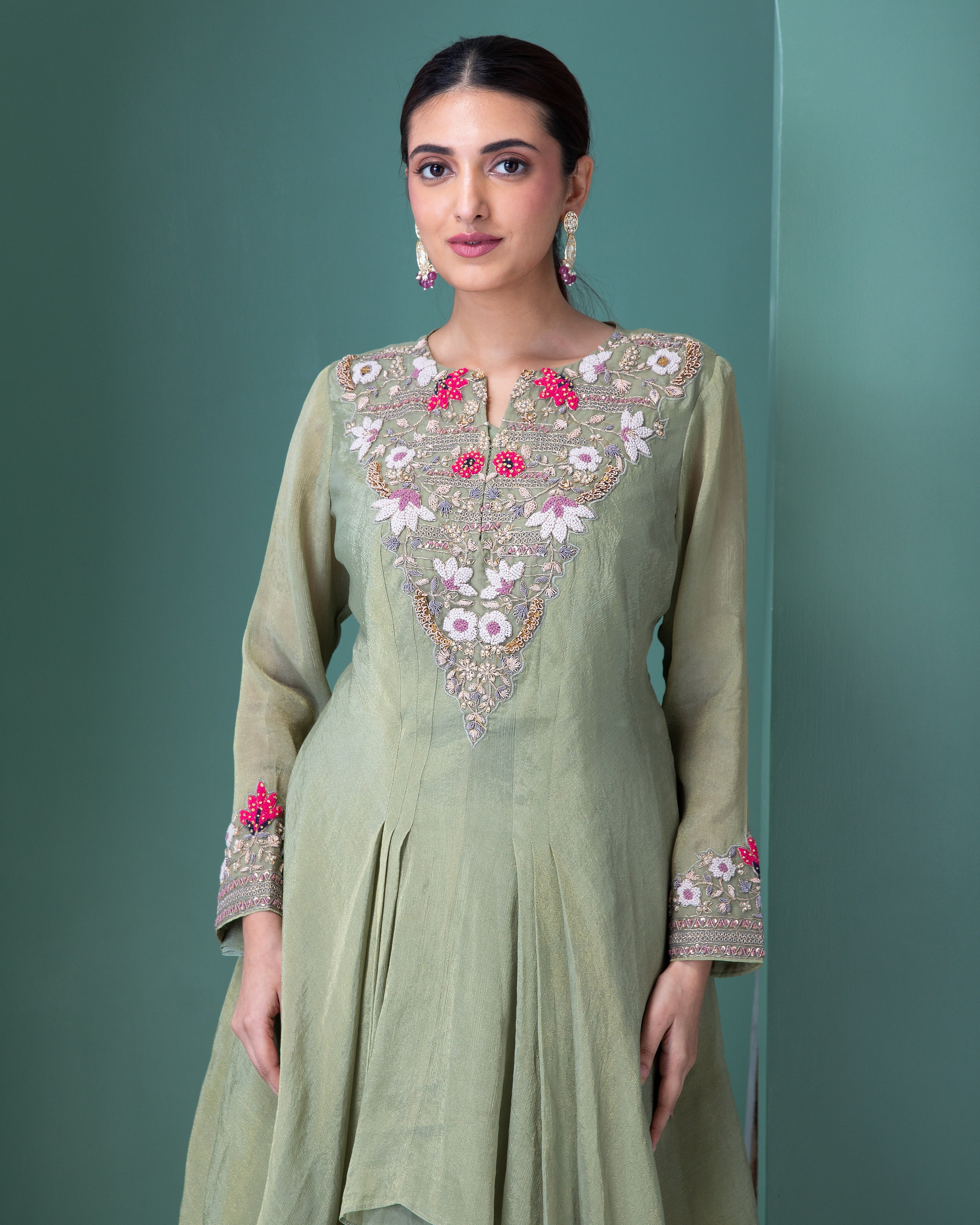 Sage Green Anarkali Set