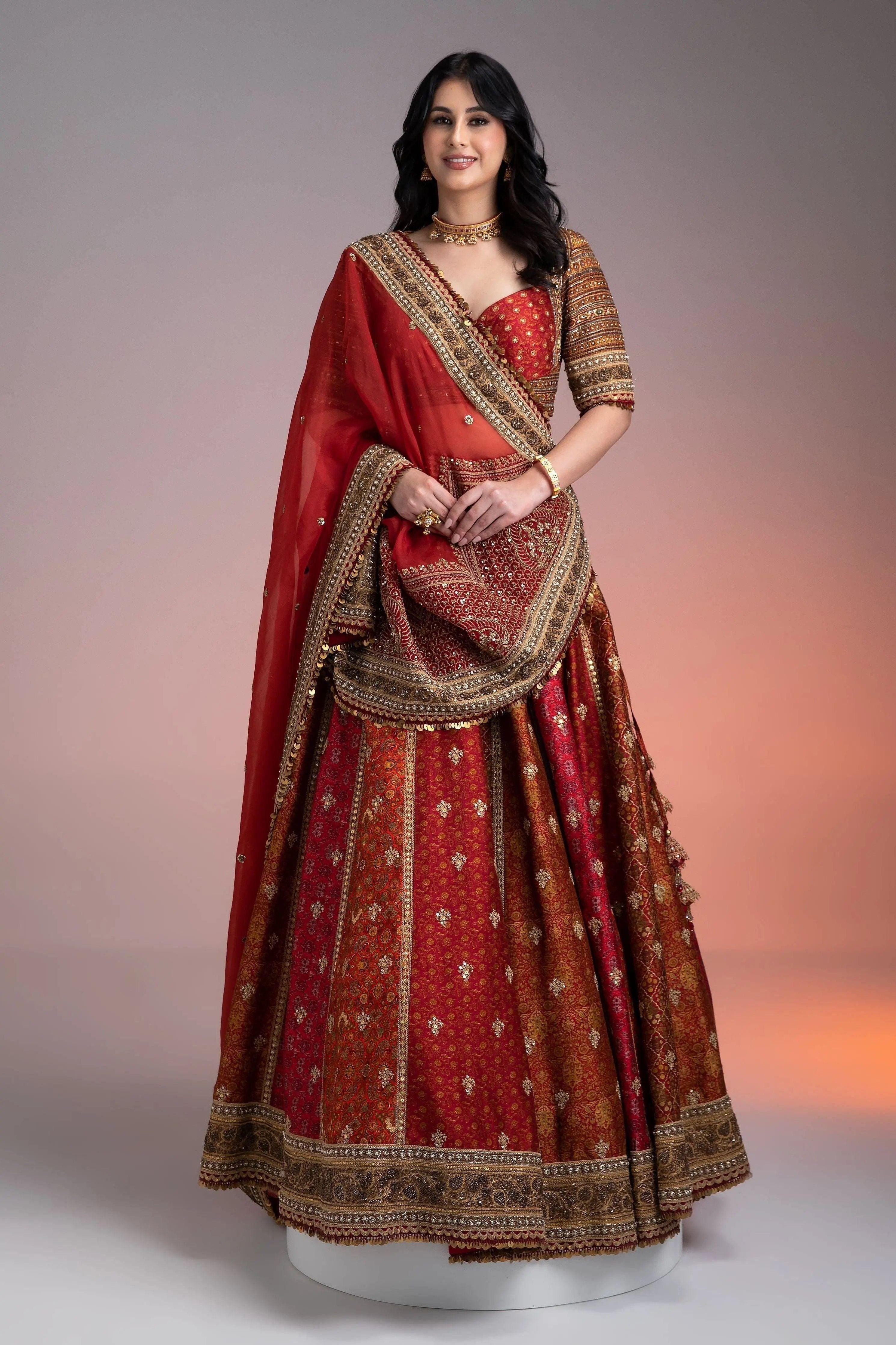 Maroon Printed Lehenga Set Mokshaa