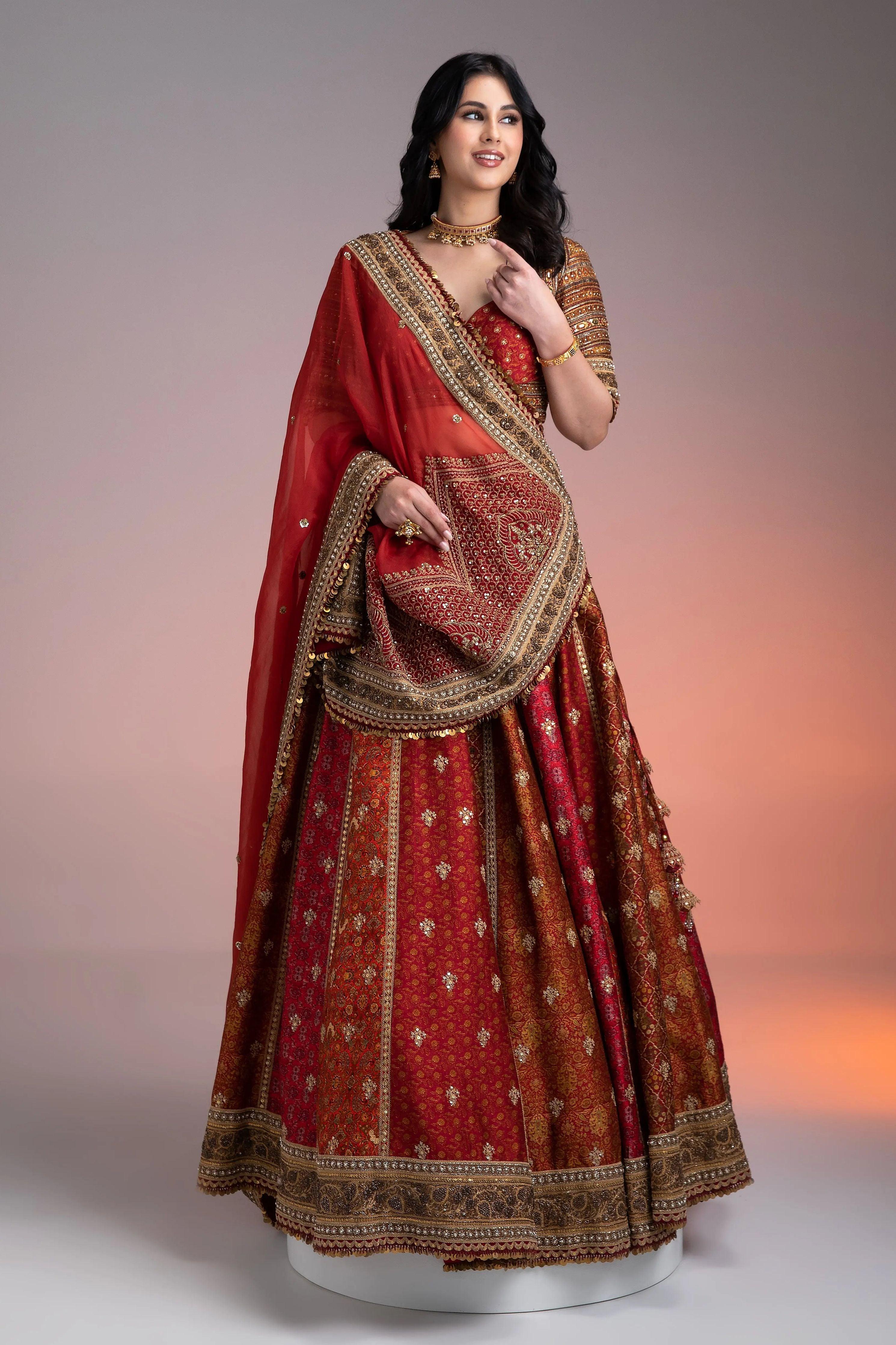 Maroon Printed Lehenga Set Mokshaa