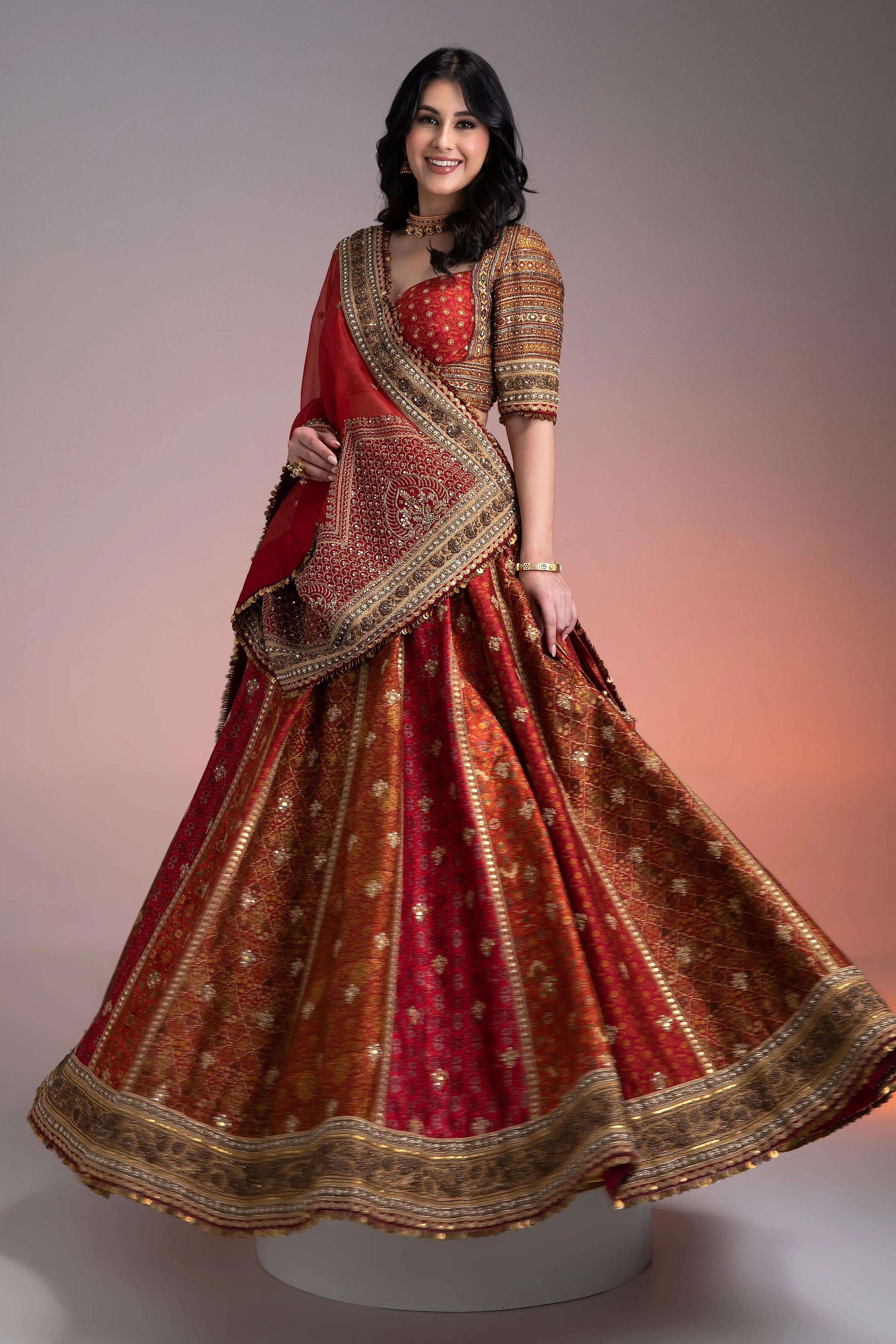 Maroon Printed Lehenga Set Mokshaa