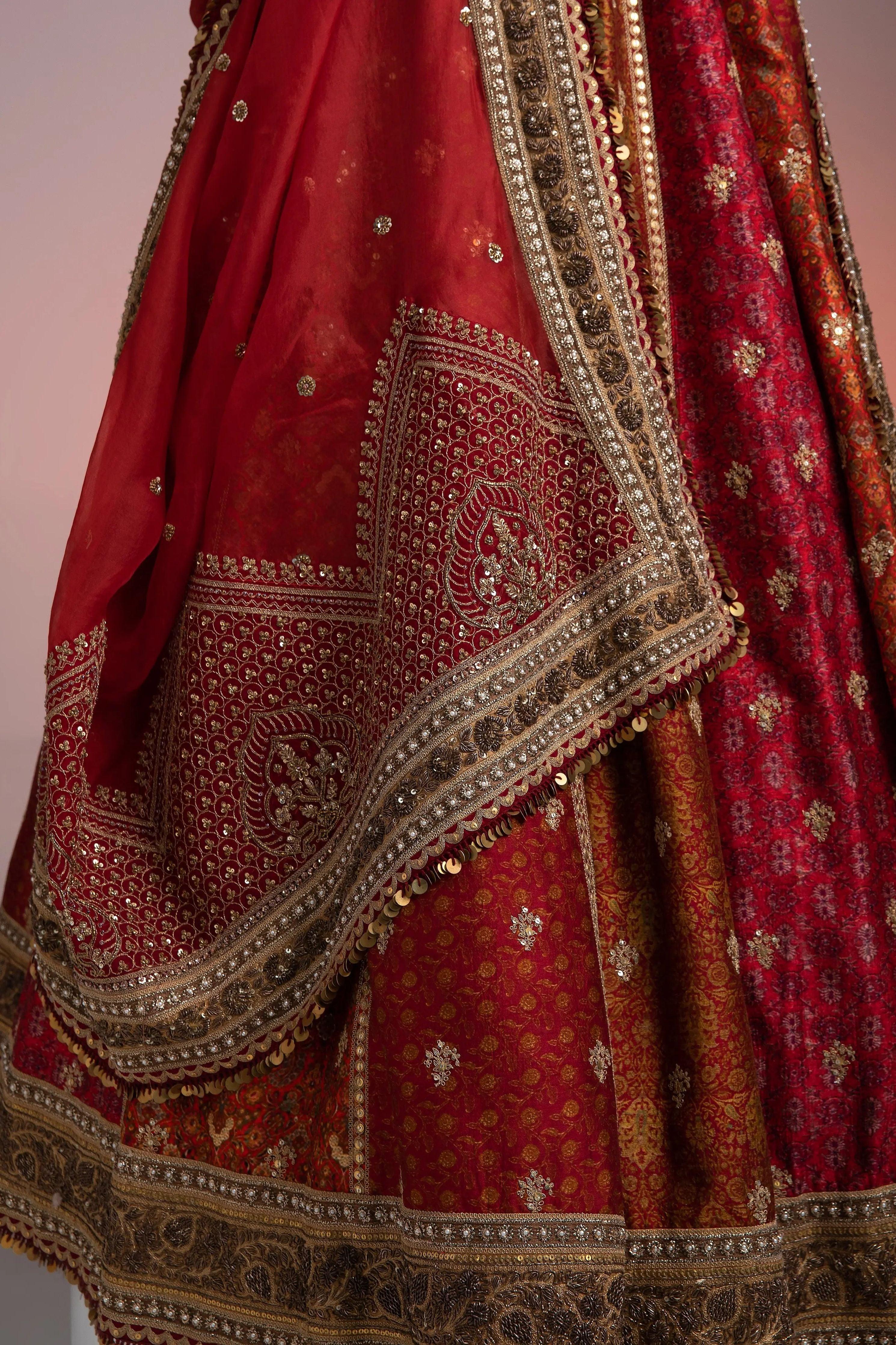 Maroon Printed Lehenga Set Mokshaa