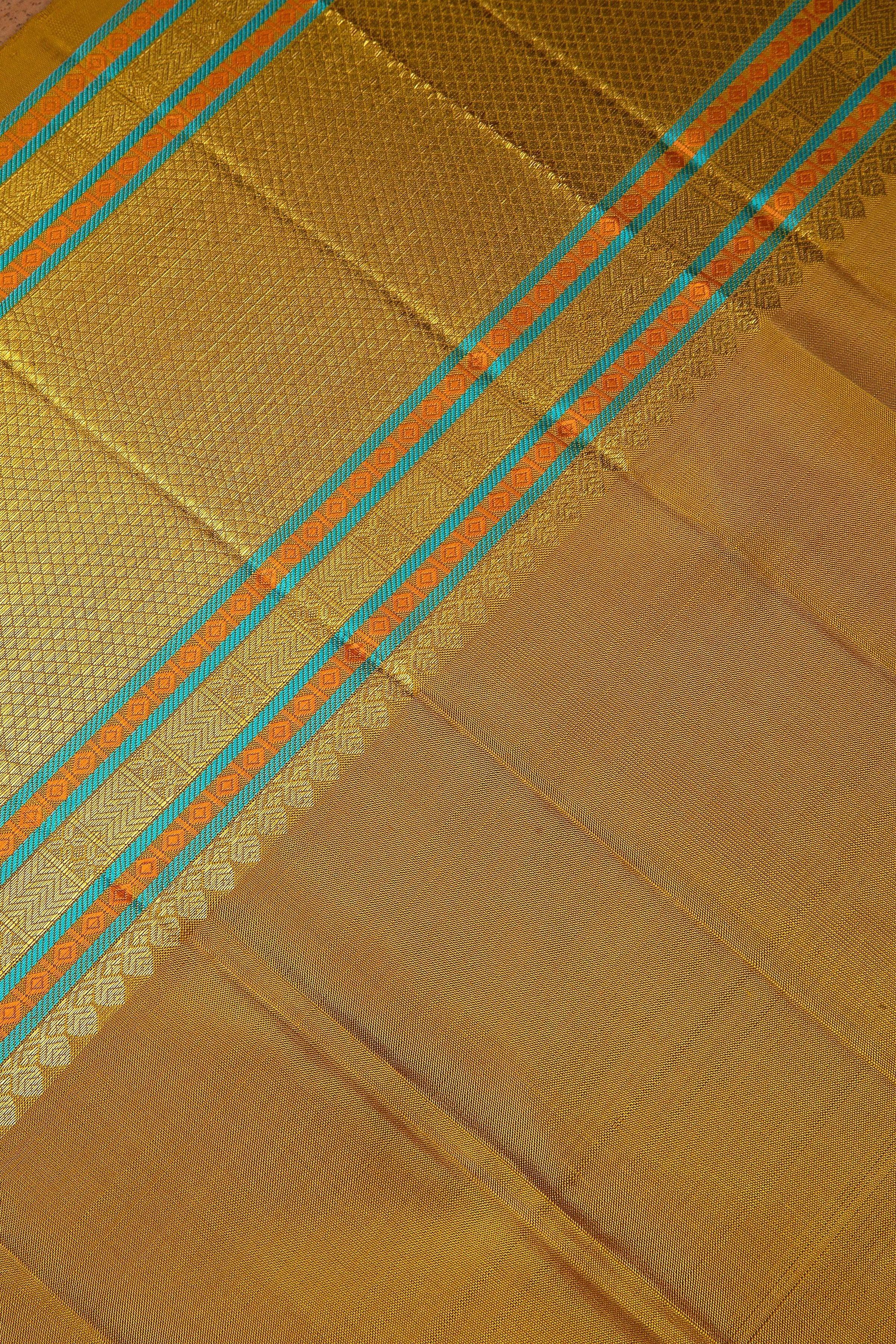 Mustard Kanchipuram Silk Saree - Mokshaa