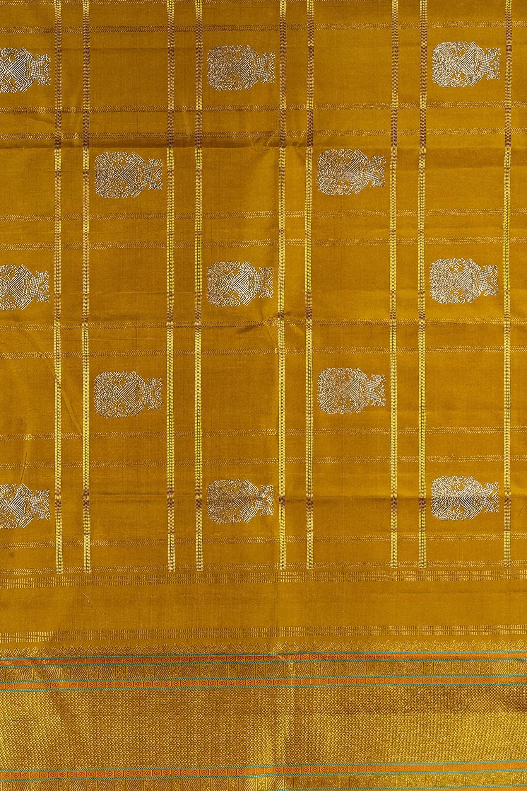 Mustard Kanchipuram Silk Saree - Mokshaa