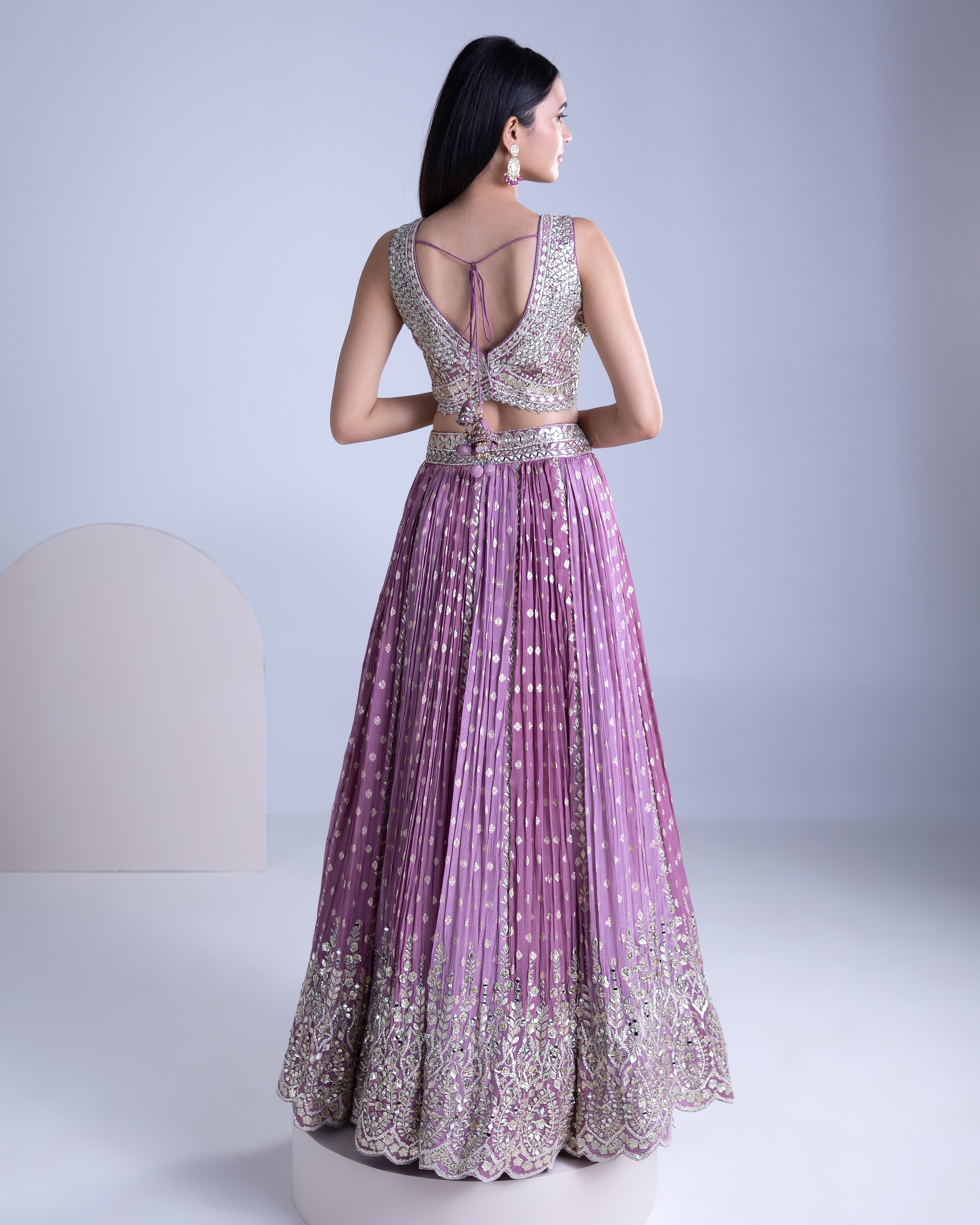 Lilac and Stardust Georgette Lehenga Set - Mokshaa