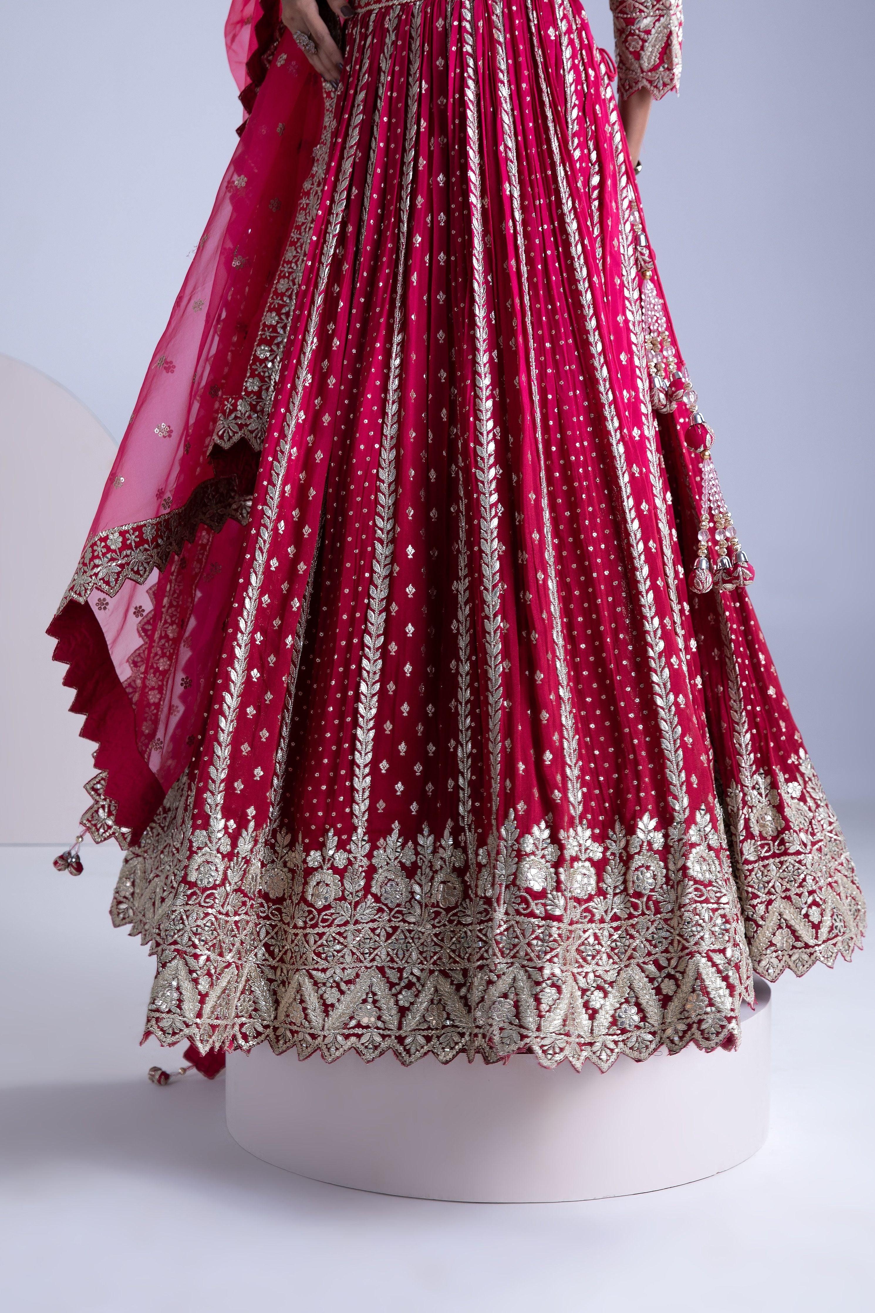 Bright Maroon Lehenga Set - Mokshaa